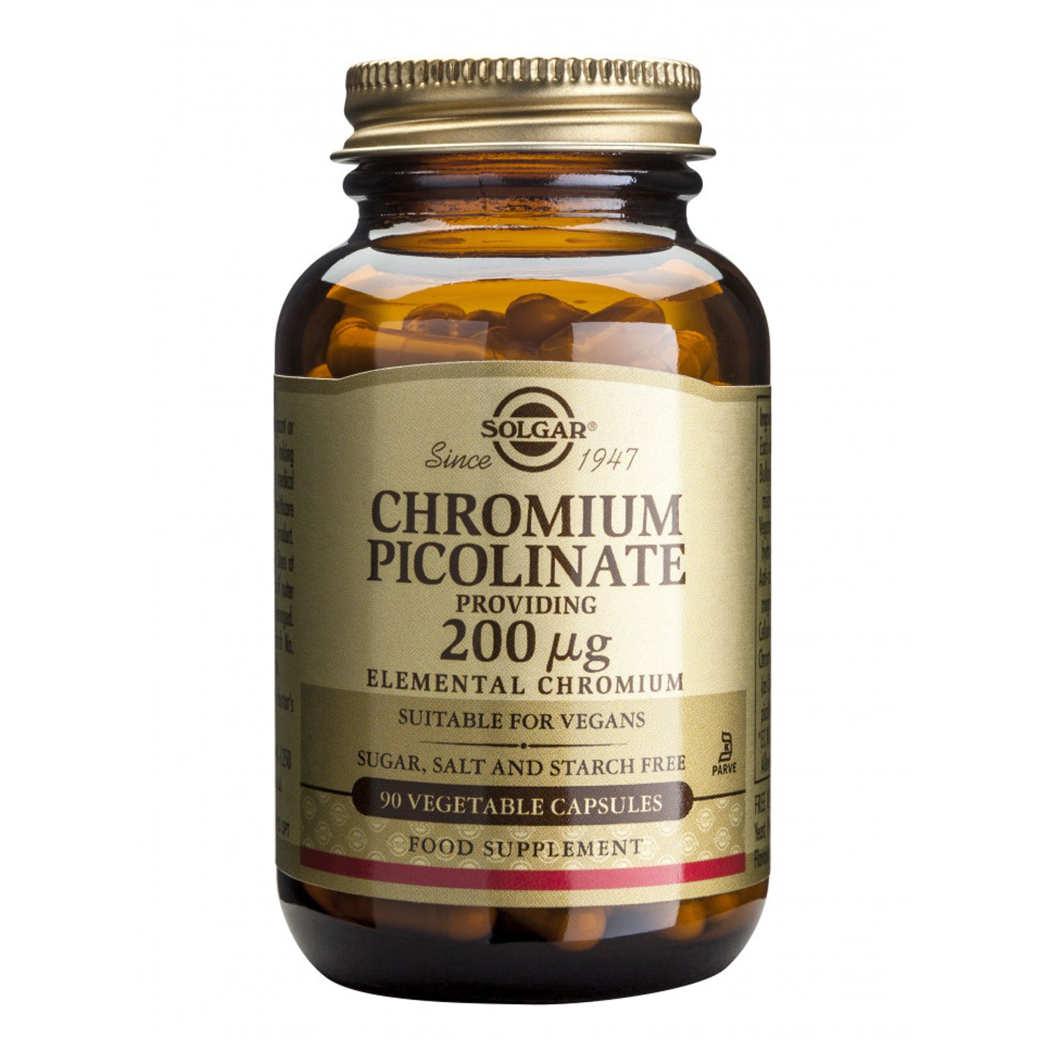 Crom picolinat, Chromium Picolinate 200ug, 90 veg caps, Solgar fotografia produsului
