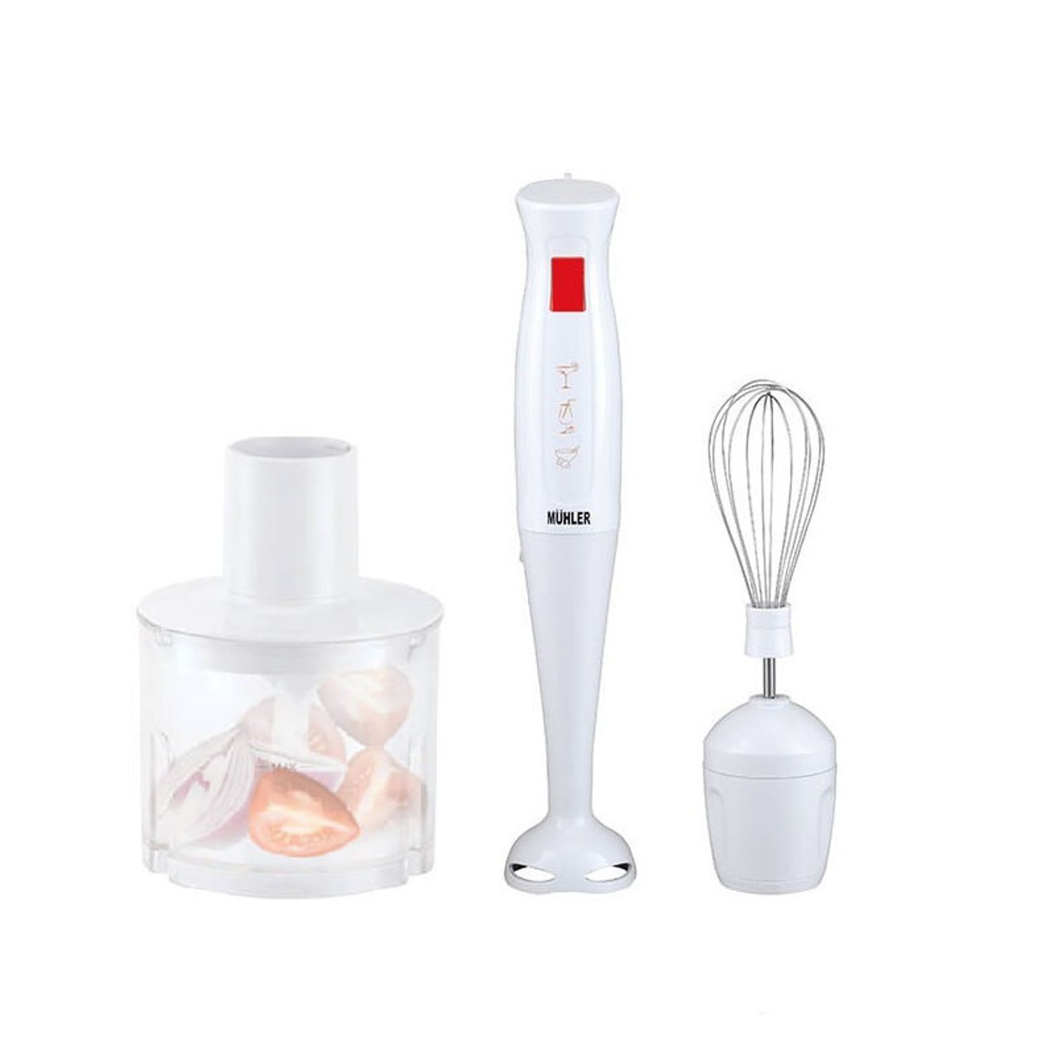 Blender 3in1 Muhler MB405 P, 400W, tocator, agitator, alb/rosu fotografia produsului