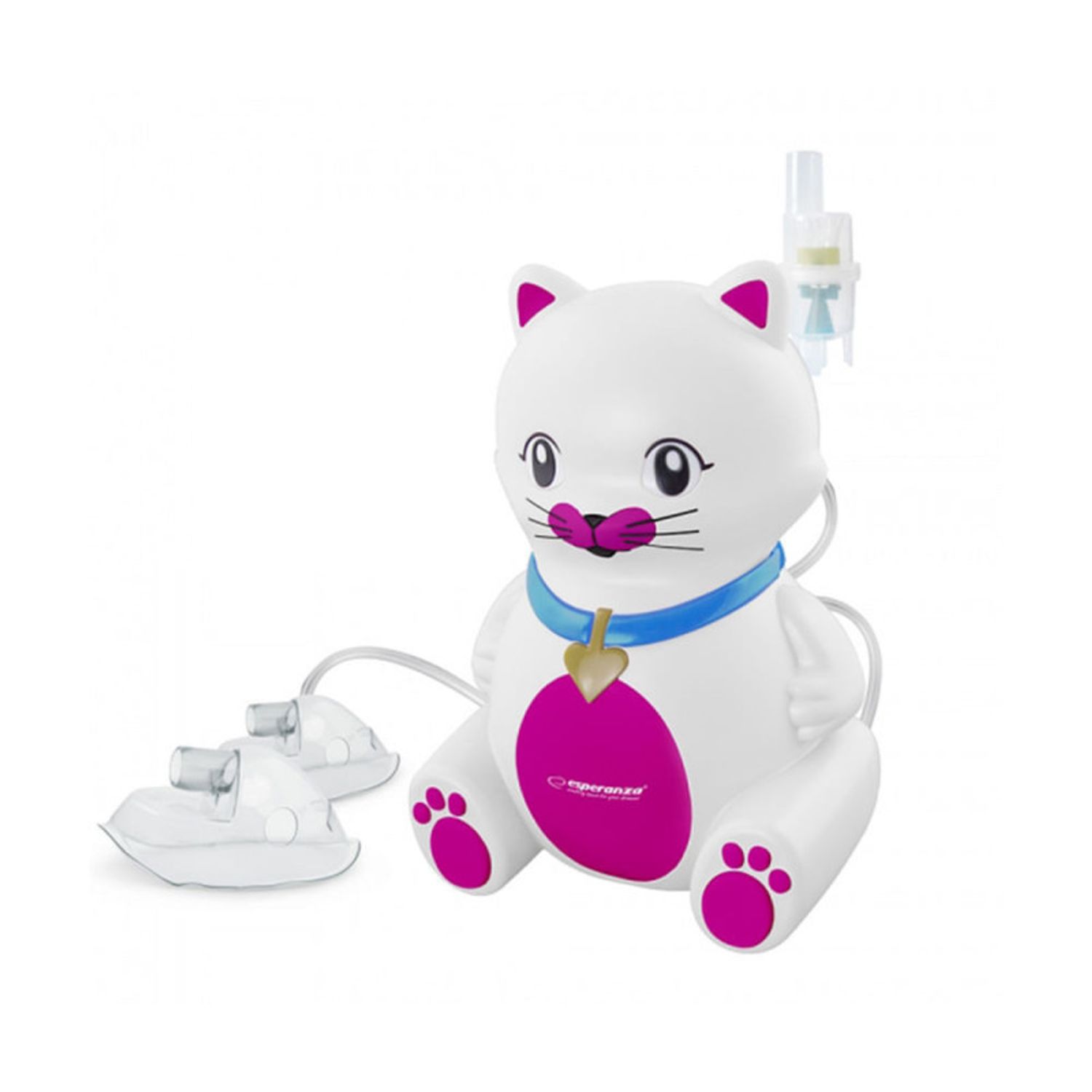 Inhalator Esperanza Kitty ECN003, Cu compresor, forma de pisoi, alb / roz fotografia produsului