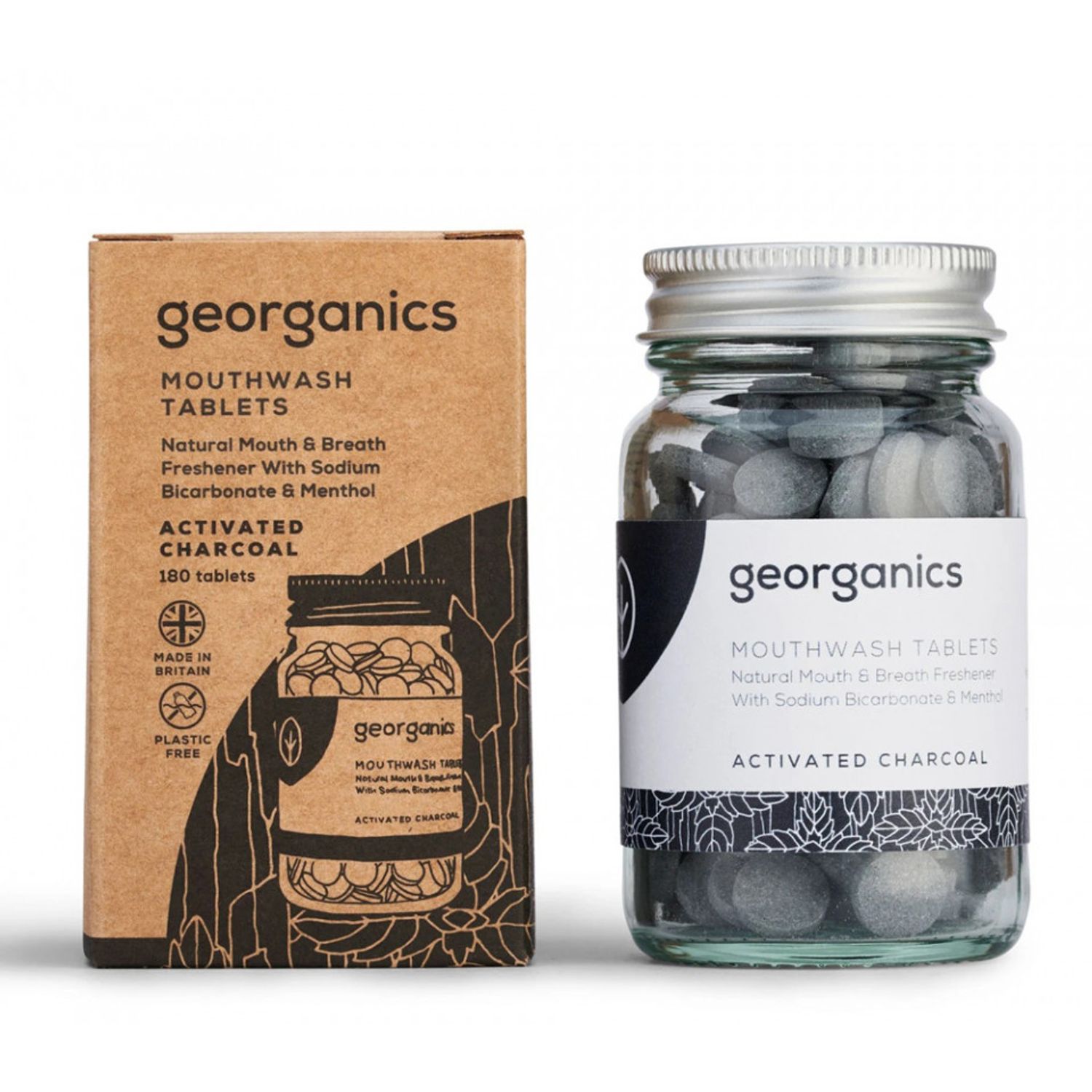 Tablete apă de gură CHARCOAL 180buc. Georganics fotografia produsului