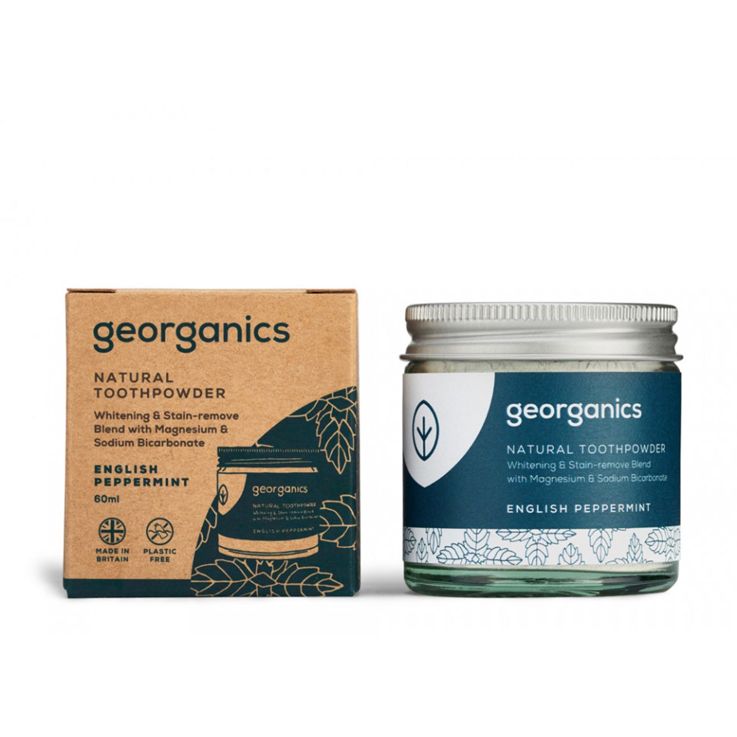 Pastă de dinți pudră ENGLISH PEPPERMINT Georganics fotografia produsului
