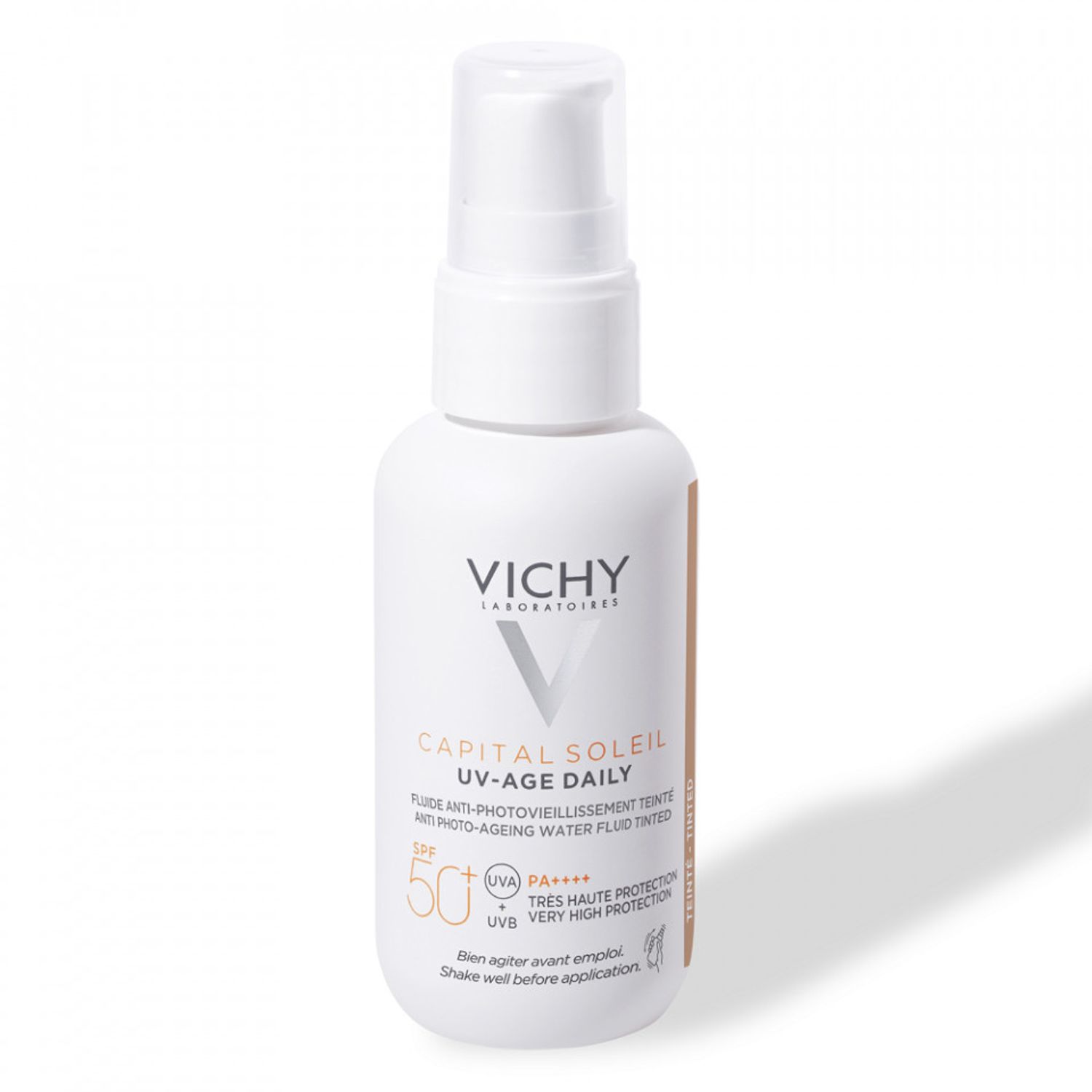 Fluid colorat SPF 50+ cu actiune impotriva foto-imbatranirii tenului, Vichy CAPITAL SOLEIL UV AGE, deschis-mediu 40 ml fotografia produsului View 2 L