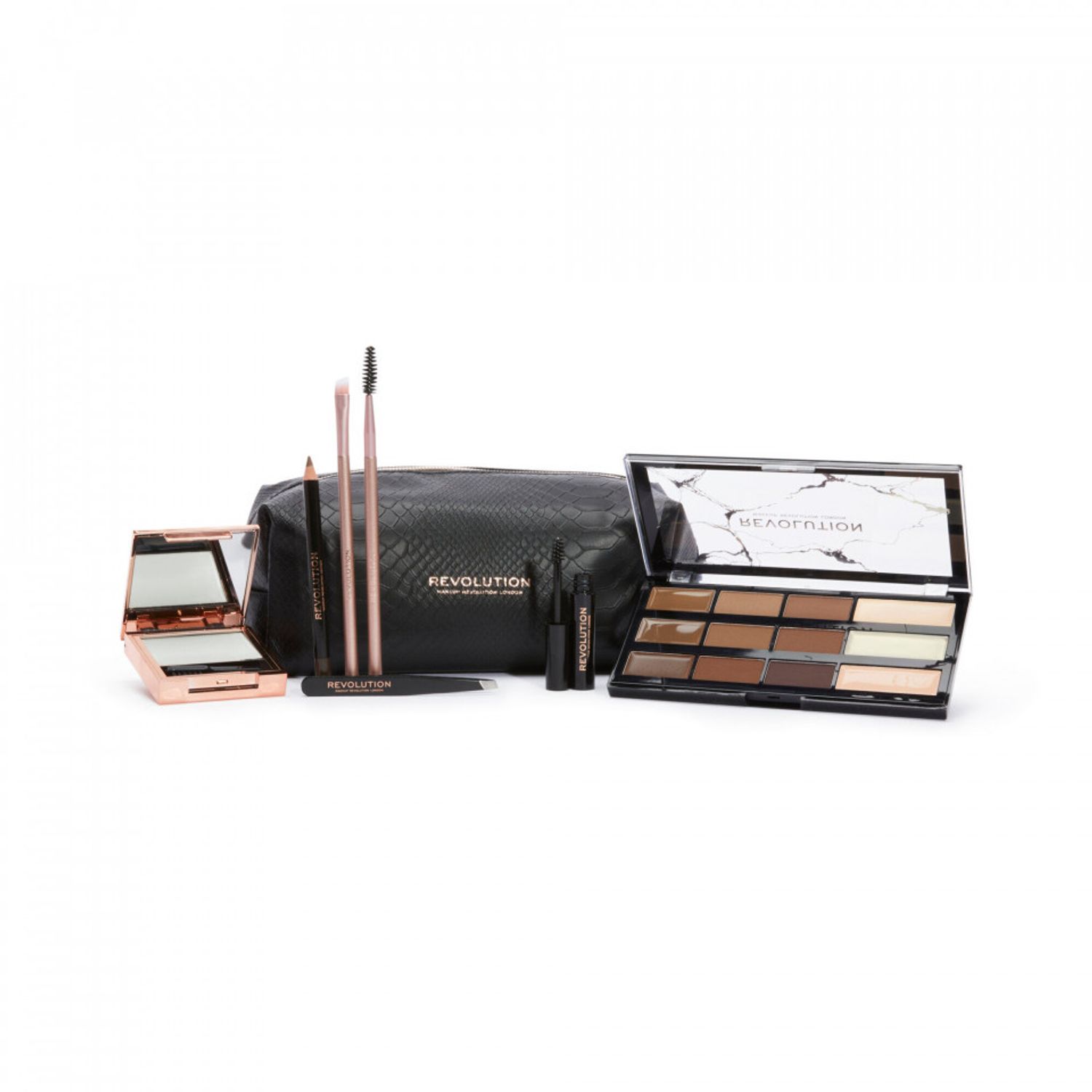 Brow Shaping Kit With Bag Gift Set, Makeup Revolution fotografia produsului