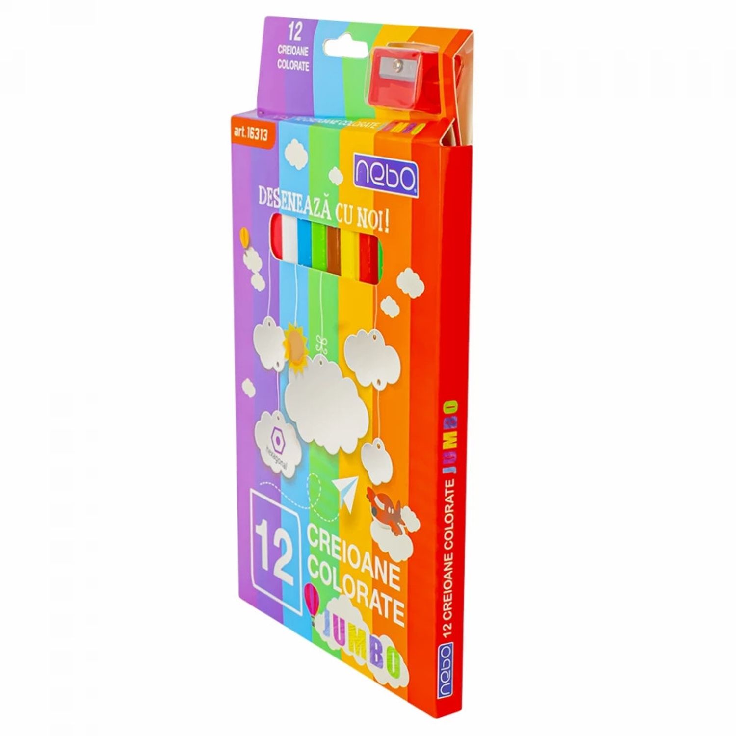 Creioane color Hexagonale Jumbo Set 12 - NEBO fotografia produsului View 5 L