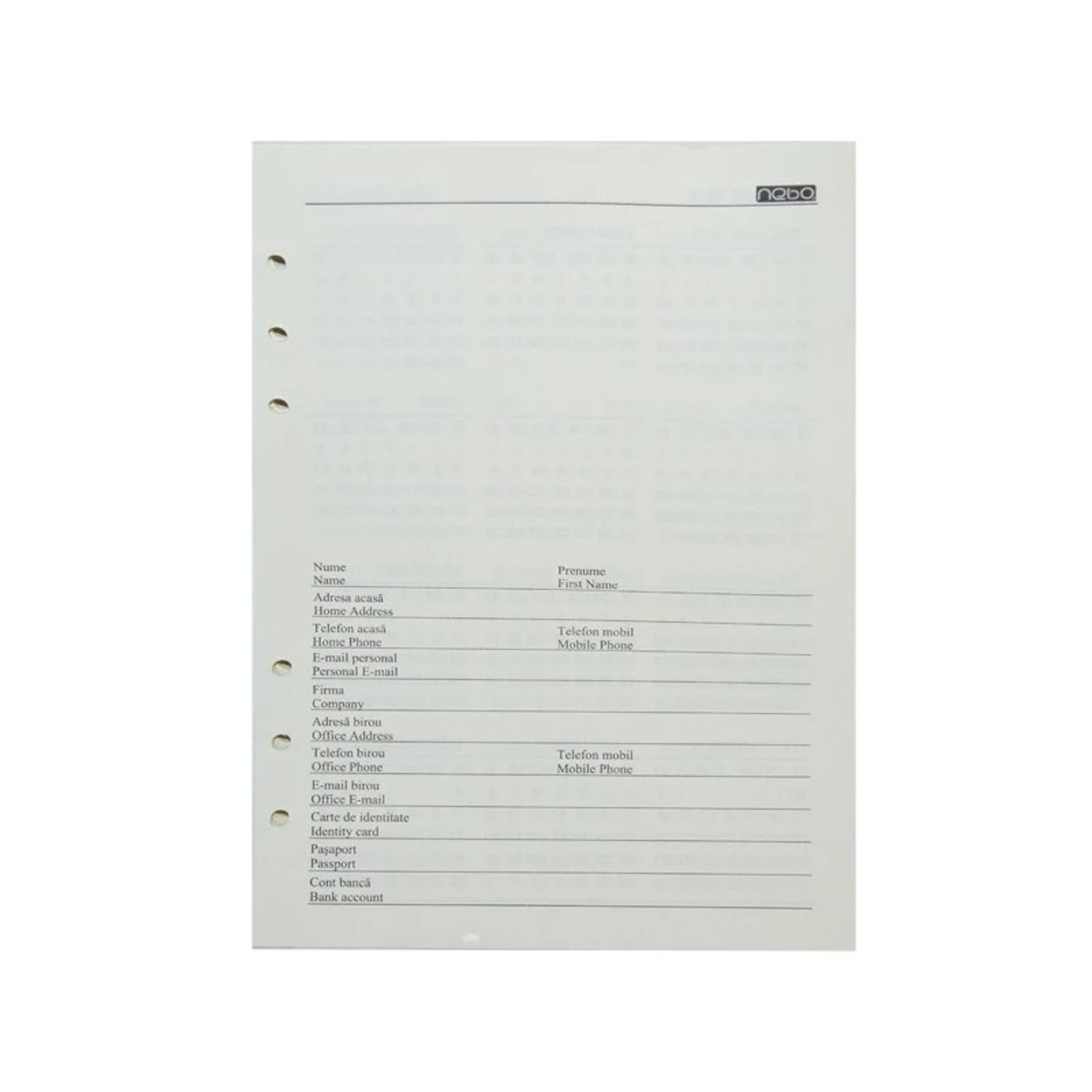 Rezerva agenda B5 100 file|set - NEBO fotografia produsului