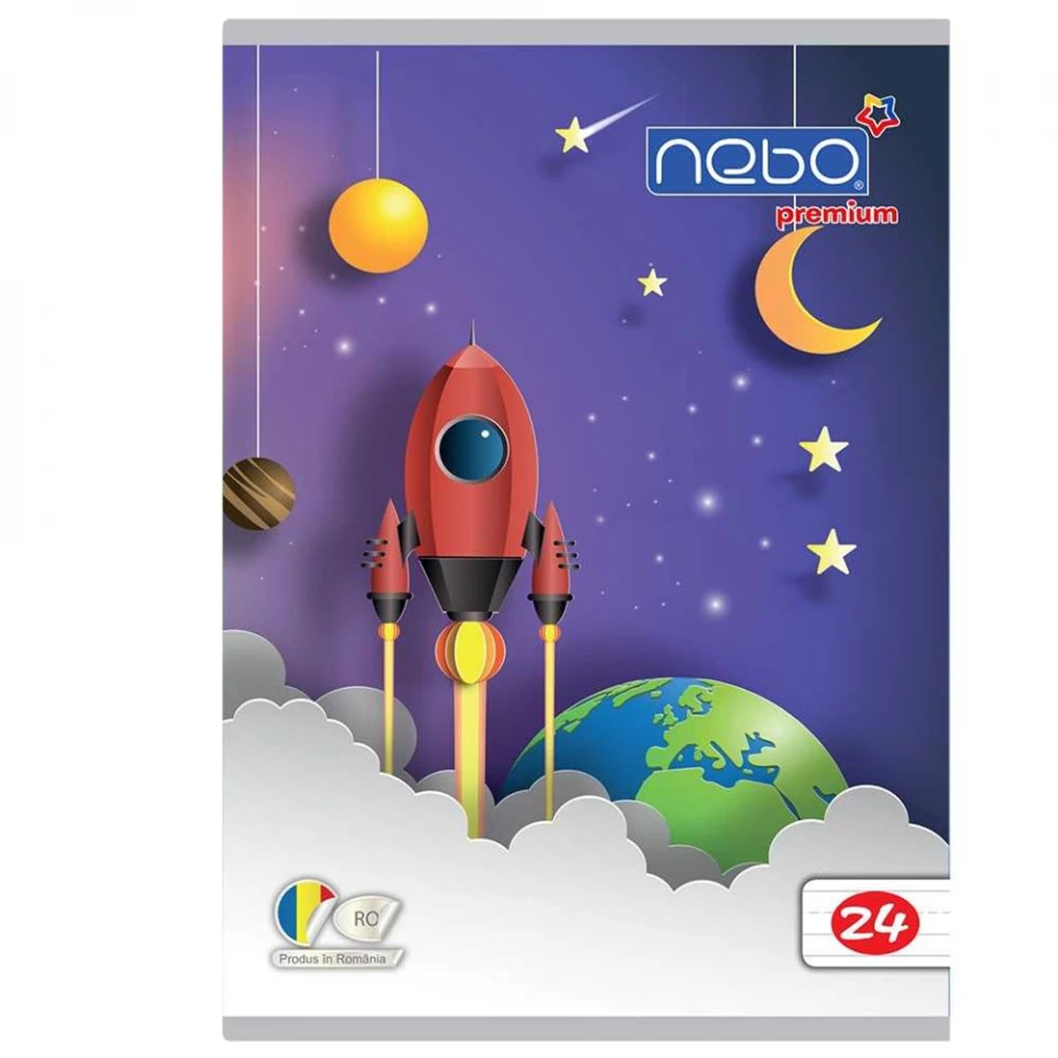 Caiet A5 Tip II, 24 file, NEBO Premium, 80g fotografia produsului View 3 L