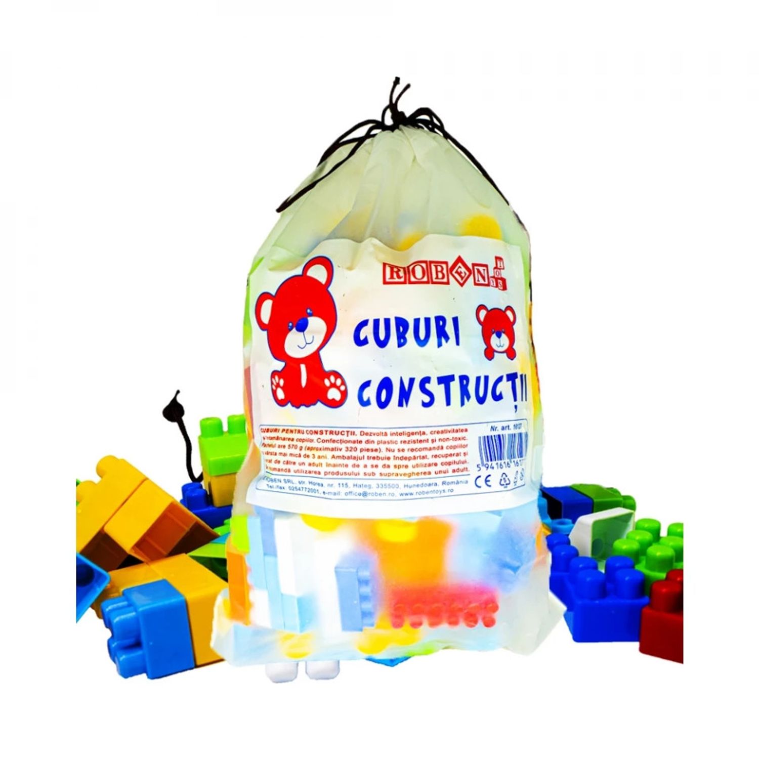 Cuburi constructii ambalaj mare, 320 piese/570g - ROBENTOYS fotografia produsului View 2 L