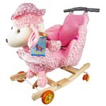 Balansoar pentru bebelusi, Catel, lemn + plus, roz, cu rotile fotografia produsului