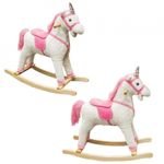 Unicorn balansoar, lemn + plus, roz, 78x28x68 cm fotografia produsului View 4 S