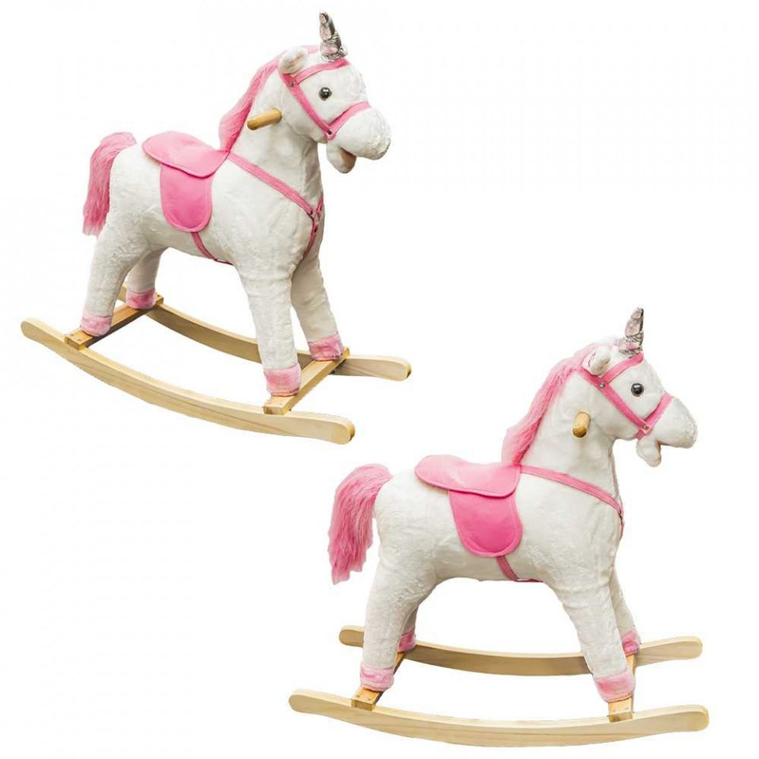 Unicorn balansoar, lemn + plus, roz, 78x28x68 cm fotografia produsului View 4 L