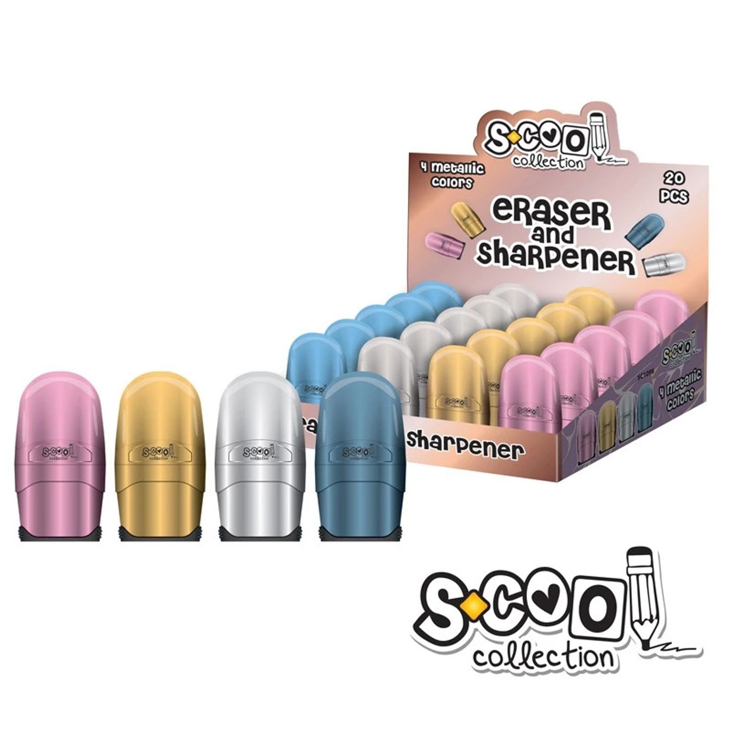 Ascutitoare cu radiera, 20 buc/display - S-COOL, SC1098 fotografia produsului View 2 L