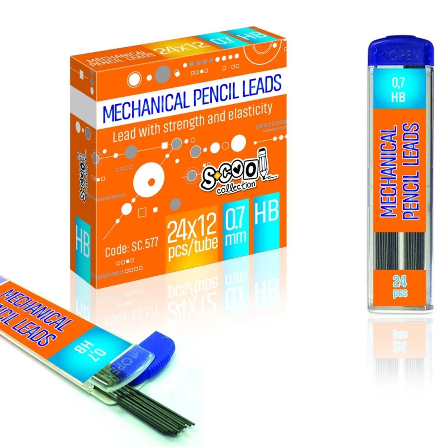 Mine creion mecanic 0,7mm, HB, 24 buc/set - S-COOL fotografia produsului View 2 L
