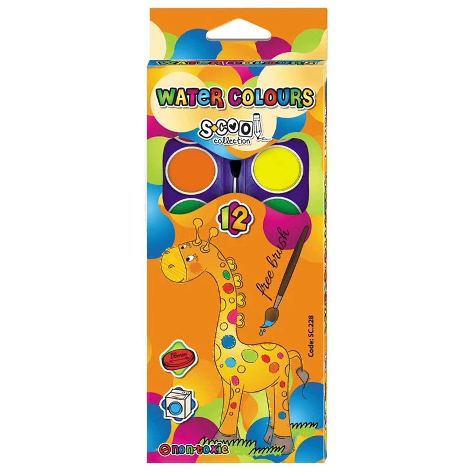 Acuarele, 12 culori, 30 mm , pensula, premium - S-COOL fotografia produsului View 2 L