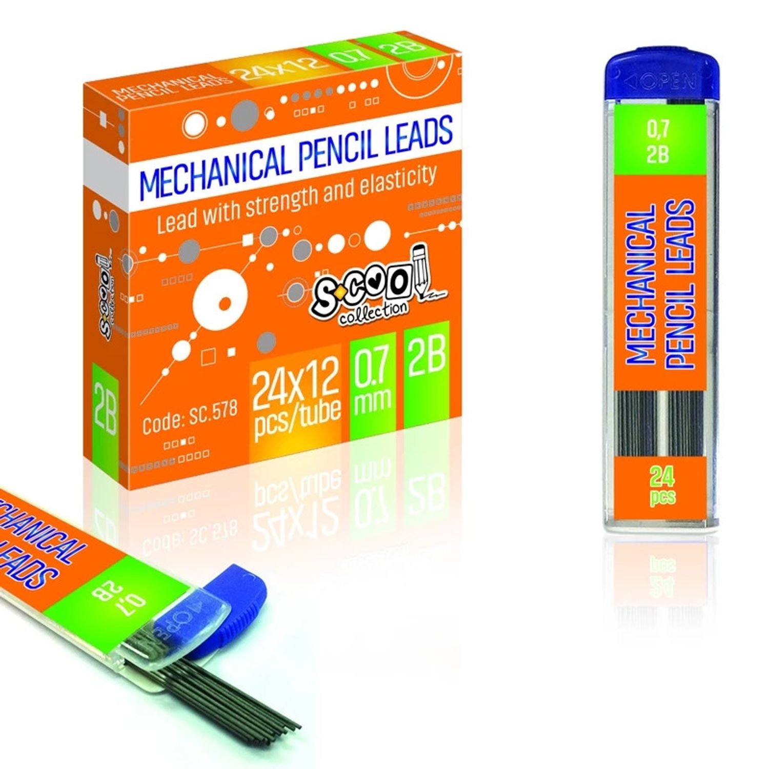 Mine creion mecanic 0,7mm, 2B, 24 buc/set - S-COOL fotografia produsului View 2 L