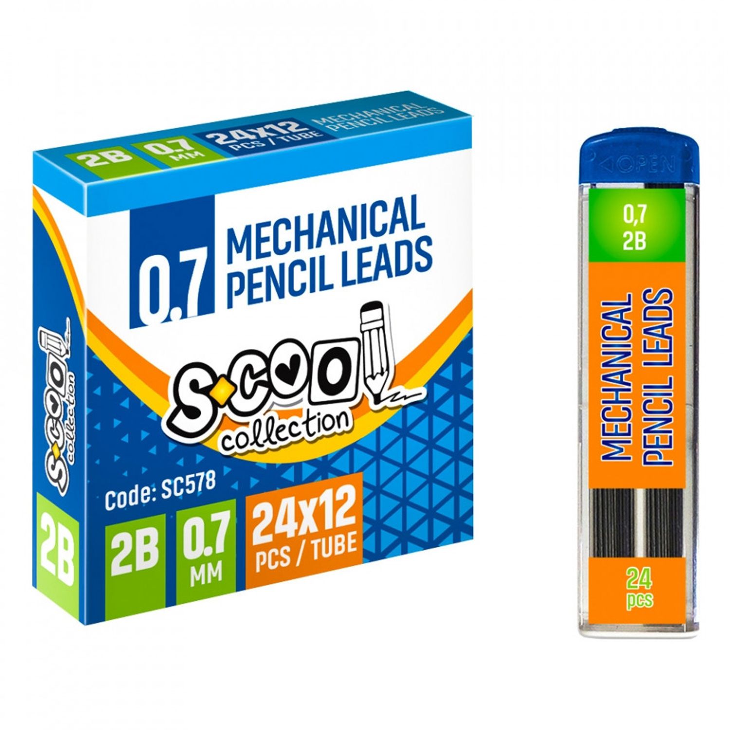 Mine creion mecanic 0,7mm, 2B, 24 buc/set - S-COOL fotografia produsului
