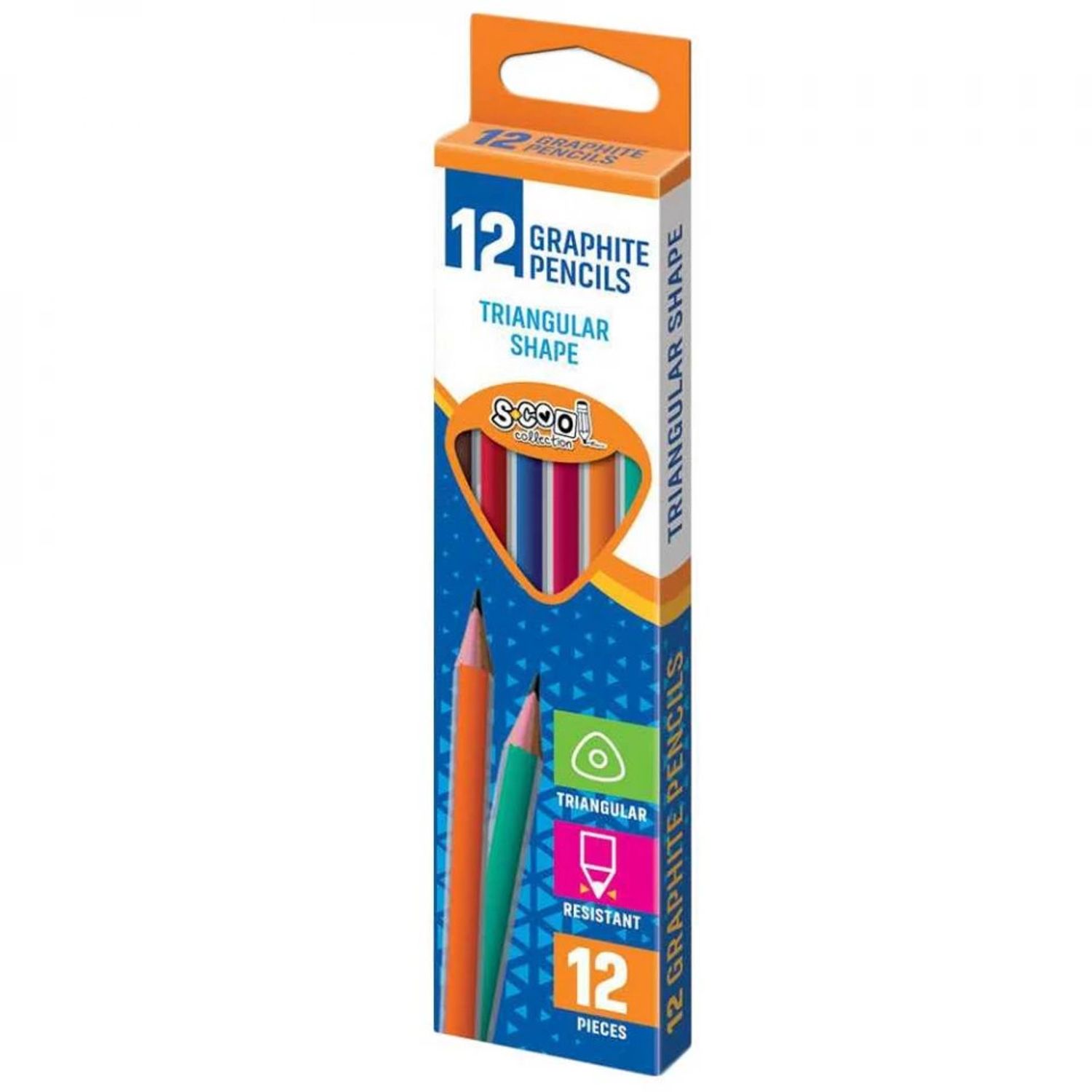 Creion grafit HB, neon/gold, 12 buc/cutie - S-COOL fotografia produsului View 3 L