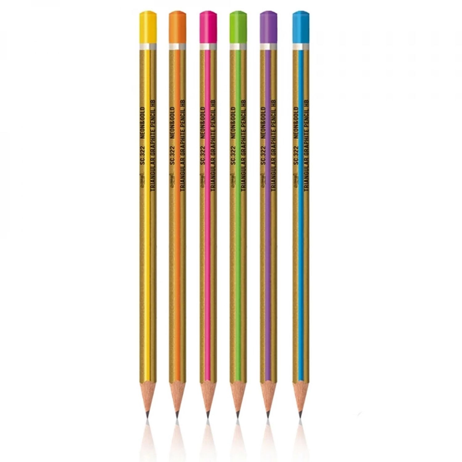 Creion grafit HB, neon/gold, 12 buc/cutie - S-COOL fotografia produsului View 2 L
