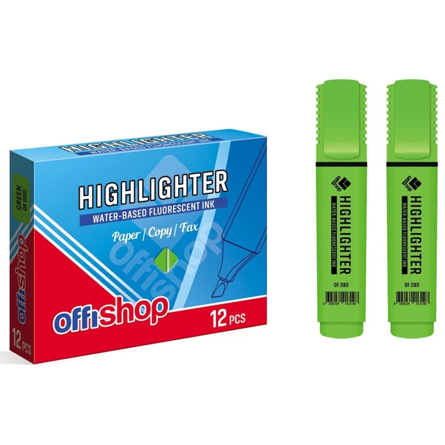 Textmarker fluorescent verde, 1-5 mm, 12 buc/set - OFFISHOP fotografia produsului
