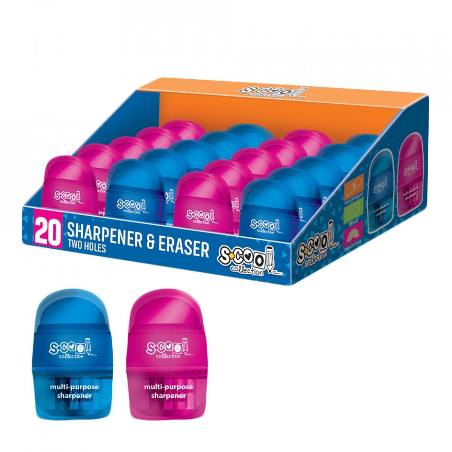 Ascutitoare cu radiera, 20 buc/display - S-COOL, SC569 fotografia produsului