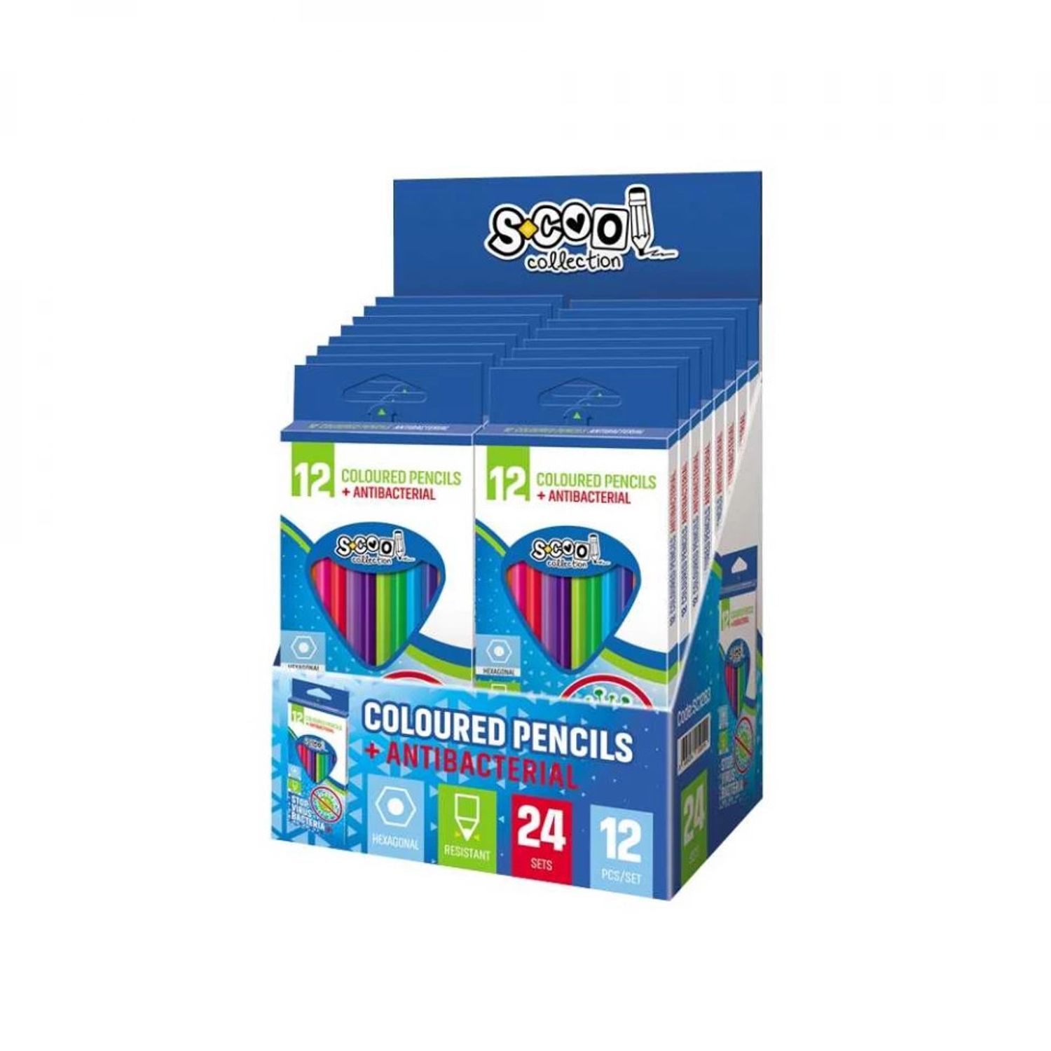 Creioane color, antibacteriale, 12 cul/set - S-COOL fotografia produsului View 4 L