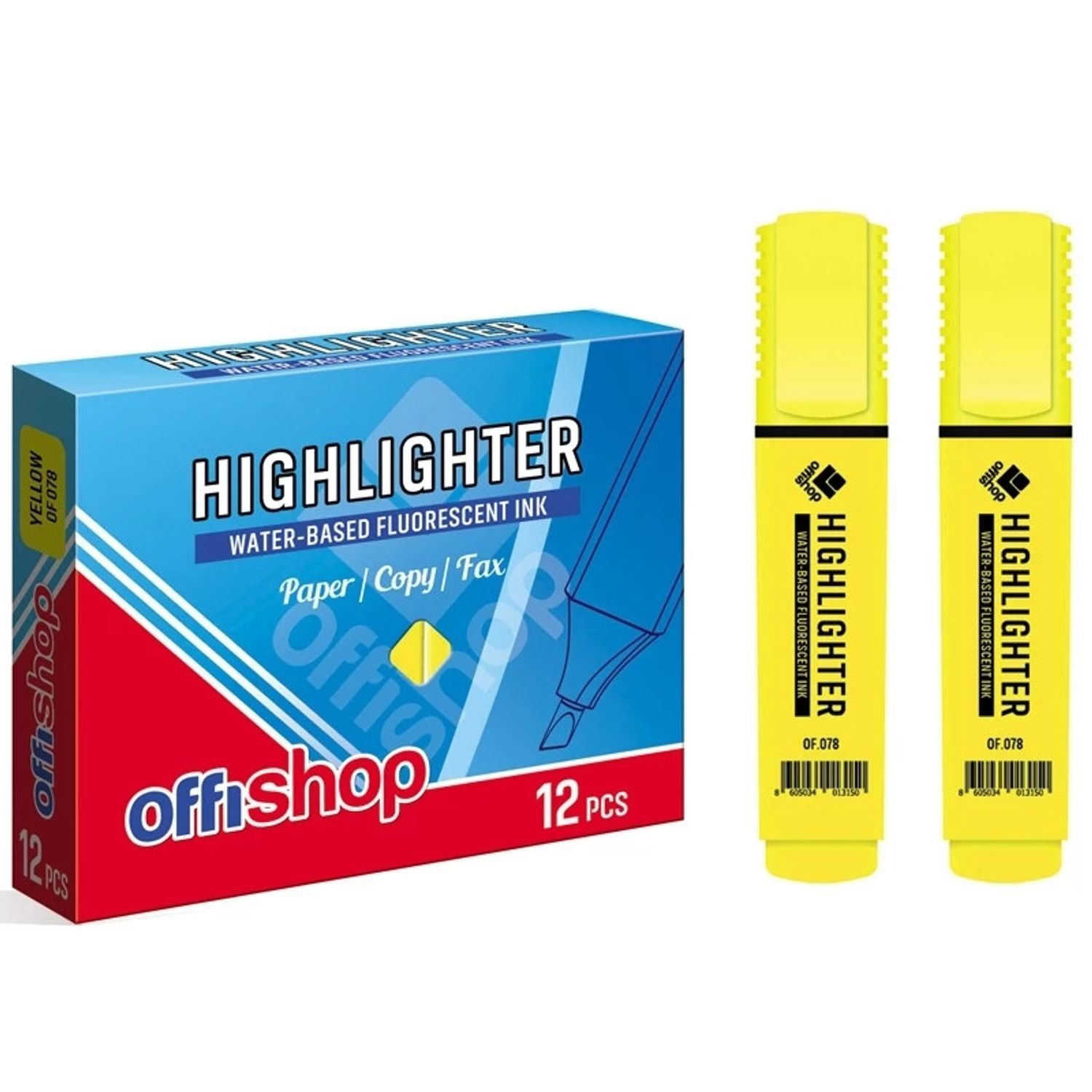 Textmarker fluorescent galben, 1-5 mm, 12 buc/set - OFFISHOP fotografia produsului
