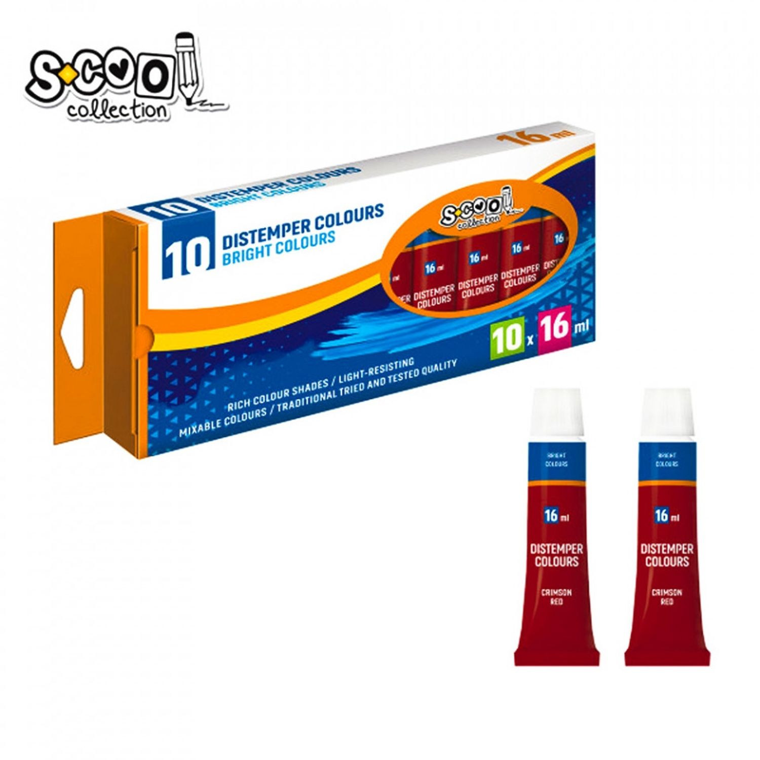 Tempera rosu aprins, 16 ml, 10 buc/set - S-COOL fotografia produsului