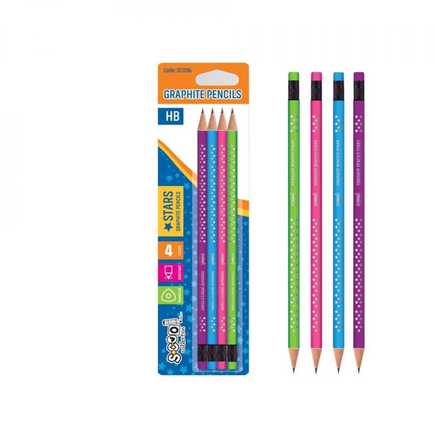 Creion grafit HB, Shining Star, 4 cul/blister- S-COOL fotografia produsului