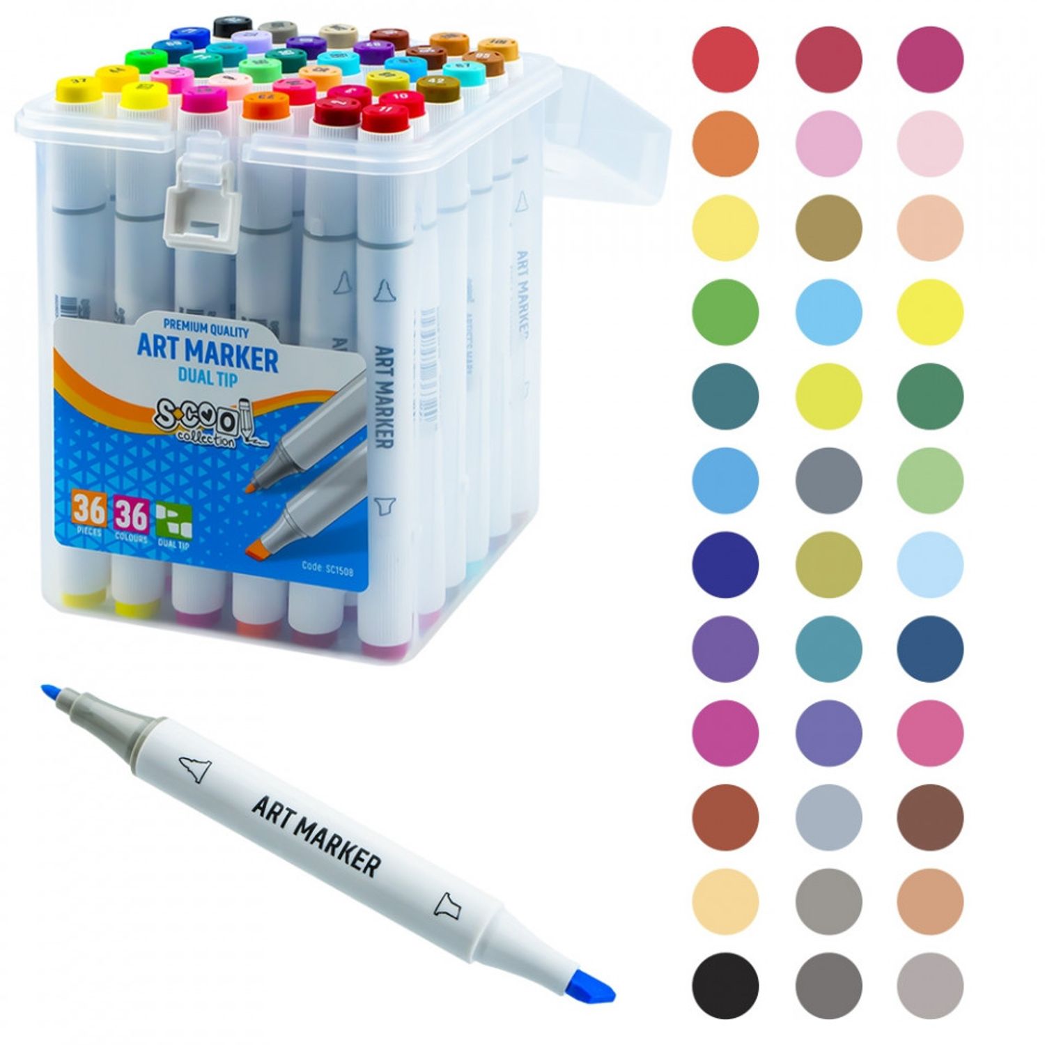 Markere cu 2 capete, 6mm-3mm, 36 cul/set - S-COOL fotografia produsului View 3 L
