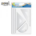 Trusa geometrie, 4 piese/set, liniar 20 cm - S-COOL fotografia produsului