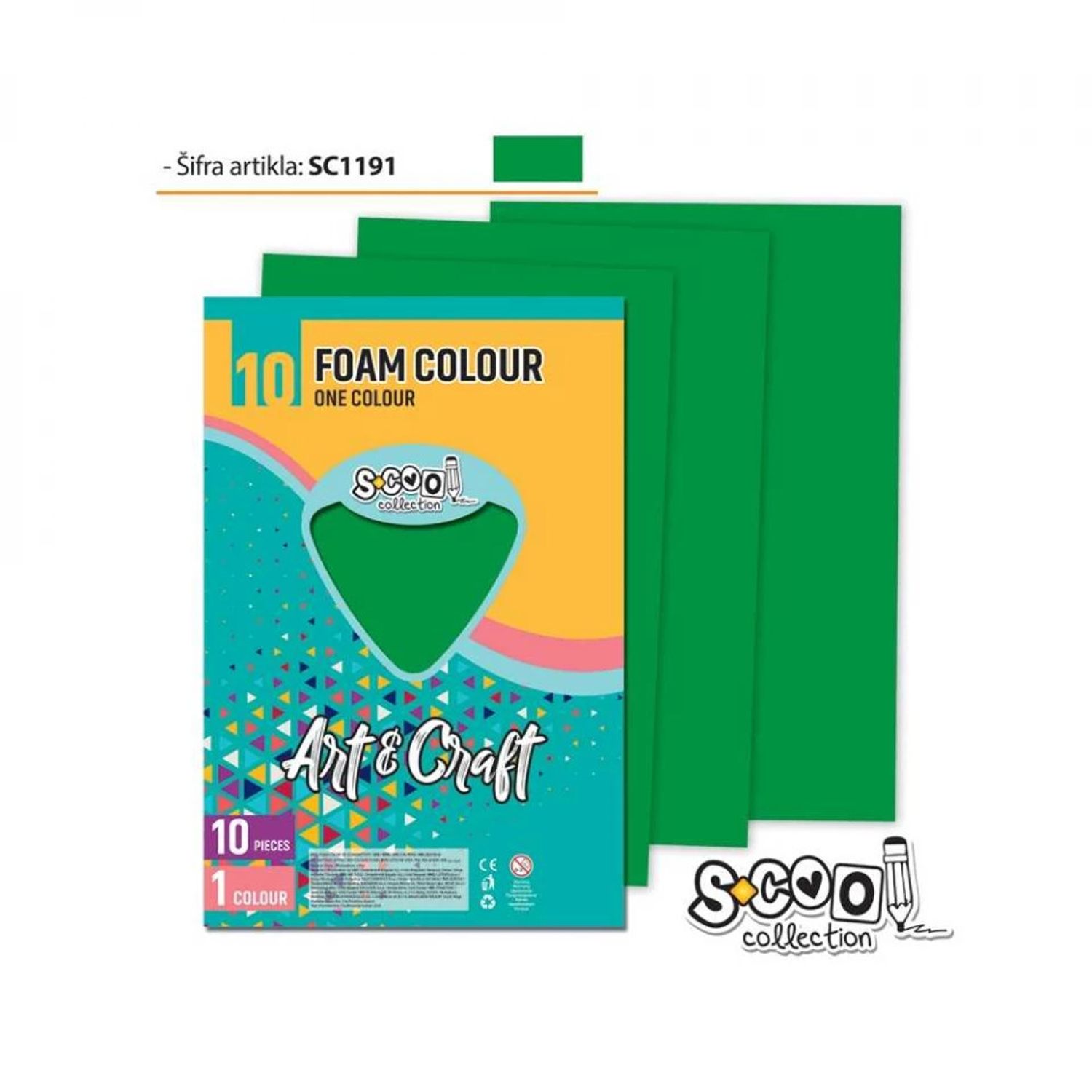 Hartie buretata,verde, 10buc/set, 20x30 cm - S-COOL fotografia produsului