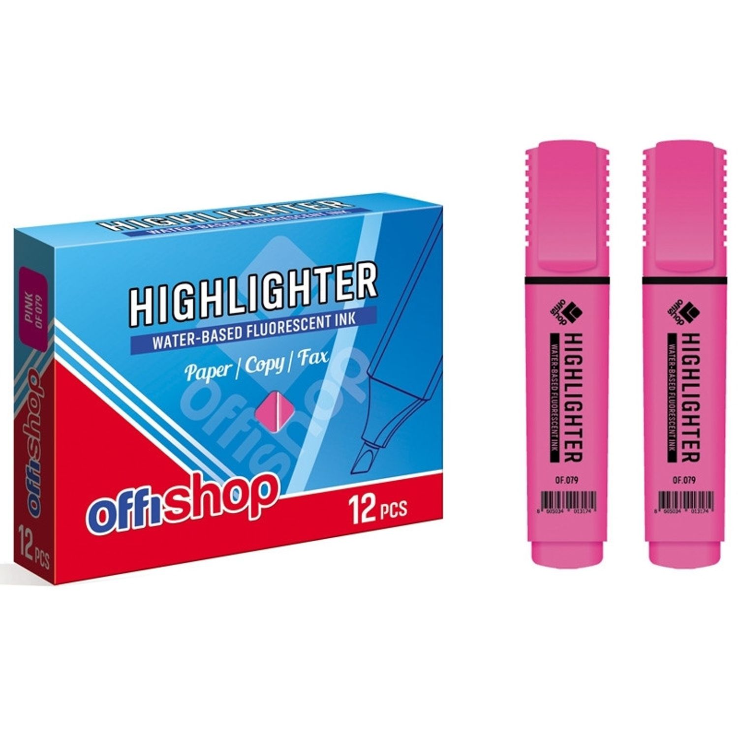 Textmarker fluorescent roz, 1-5 mm, 12 buc/set - OFFISHOP fotografia produsului