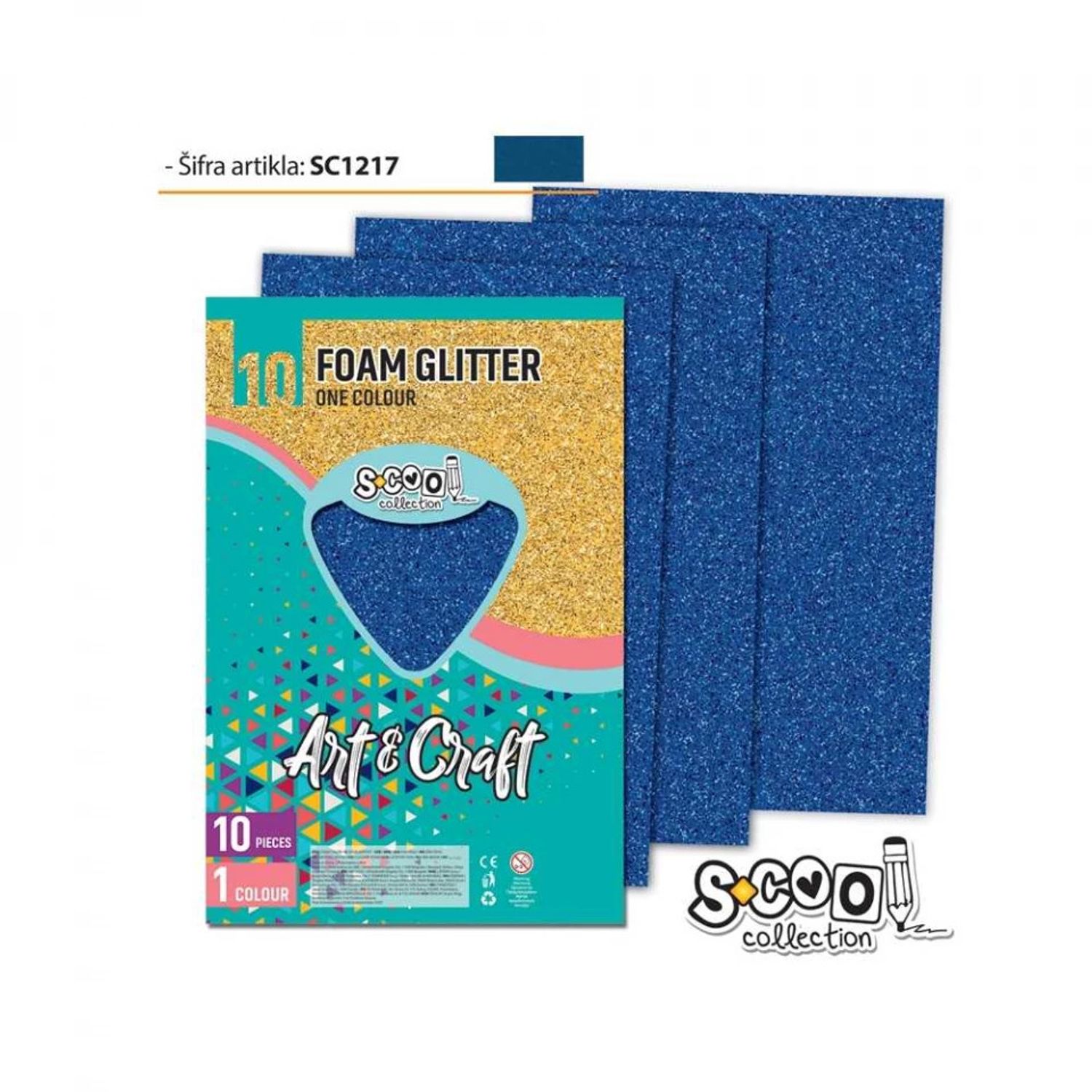 Hartie buretata, glitter, albastra, 10 buc/set, 20x30 cm - S-COOL fotografia produsului