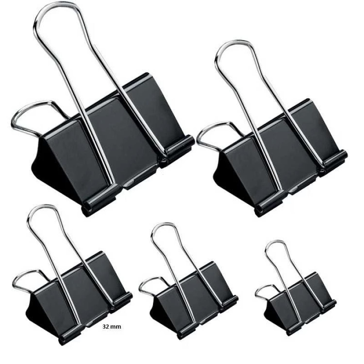 Clipsuri metalice, negre, 32mm, 12buc/set - OFFISHOP fotografia produsului