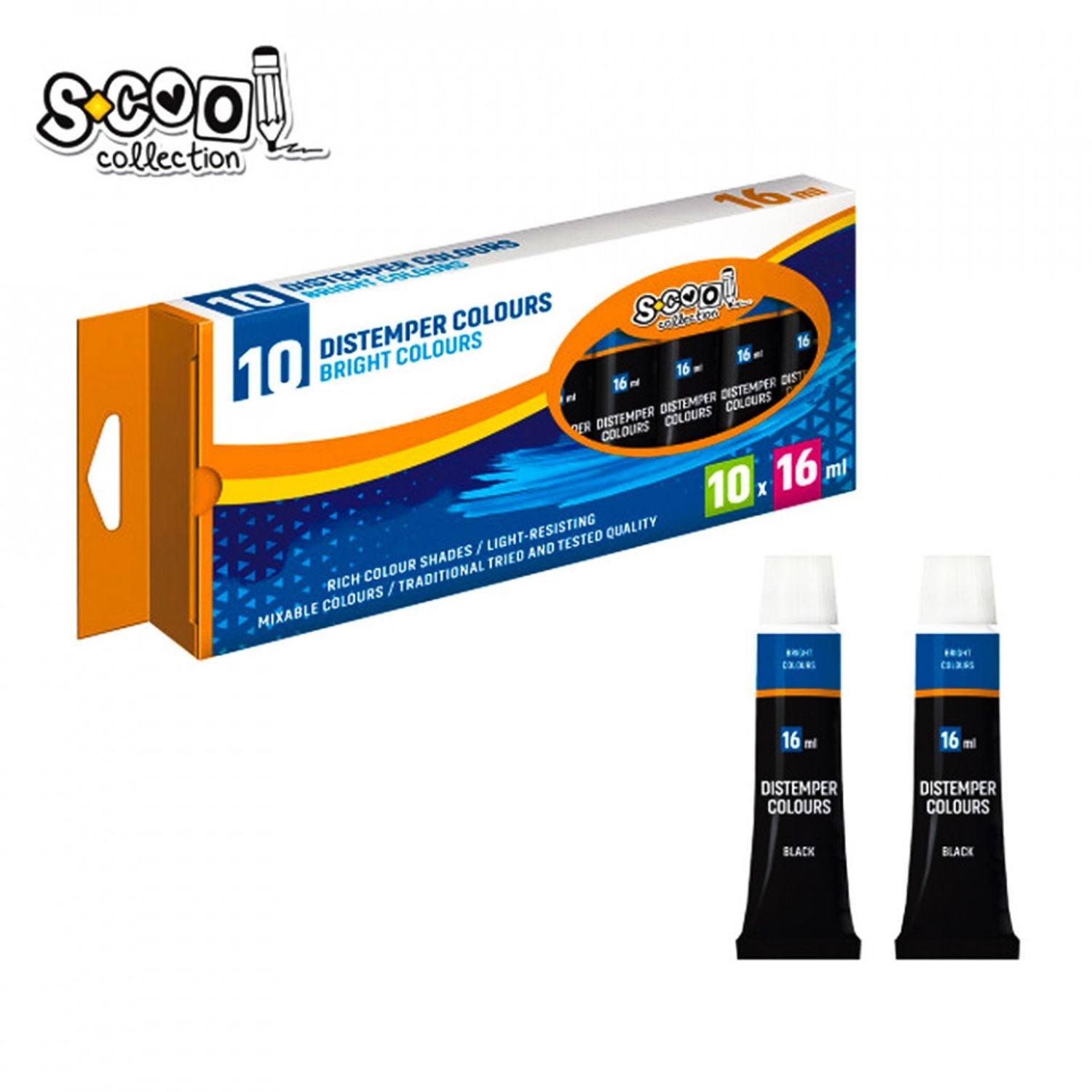 Tempera neagra, 16 ml, 10 buc/set - S-COOL fotografia produsului