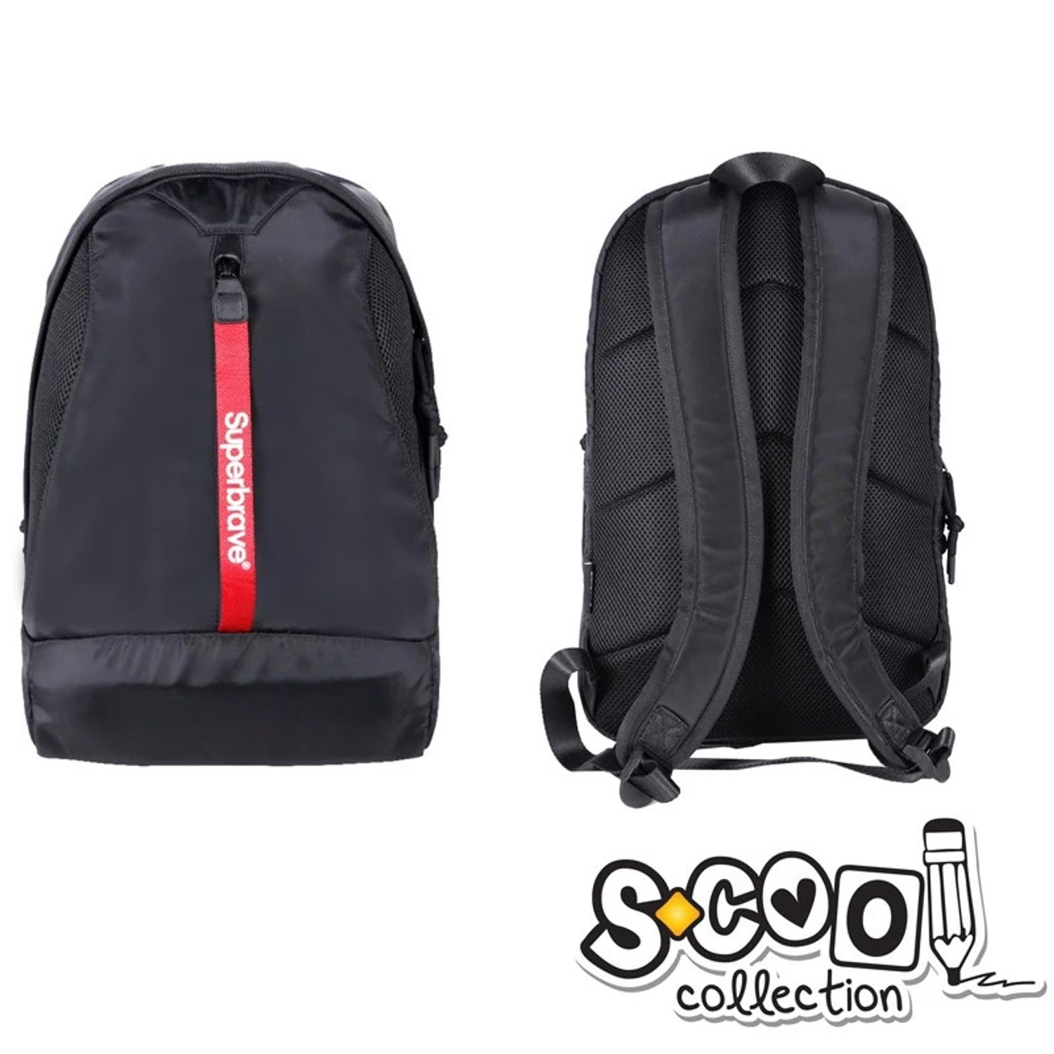 Ghiozdan SUPERBRAVE BLACK, 29x14x43cm - S-COOL fotografia produsului View 6 L