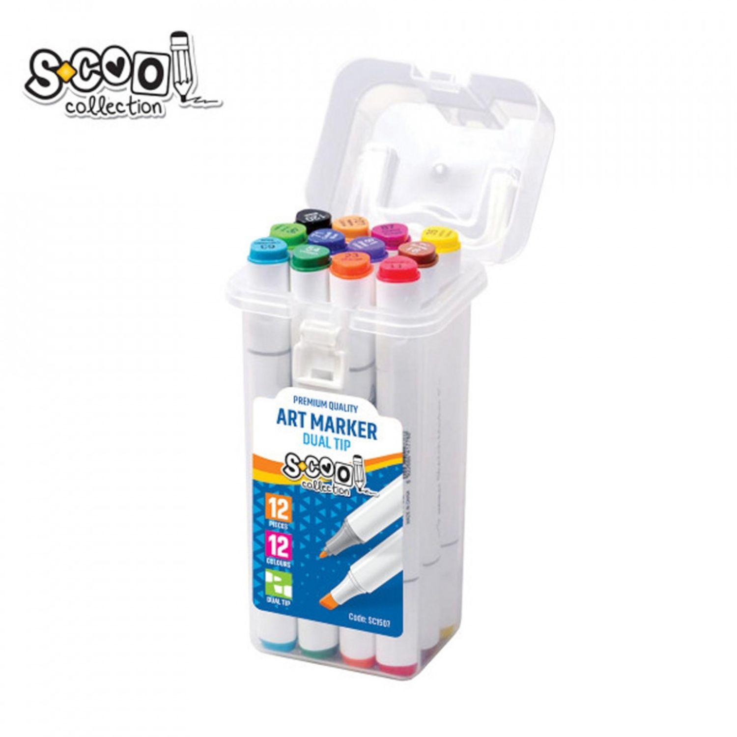 Markere cu 2 capete, 6mm-3mm, 12 cul/set - S-COOL fotografia produsului