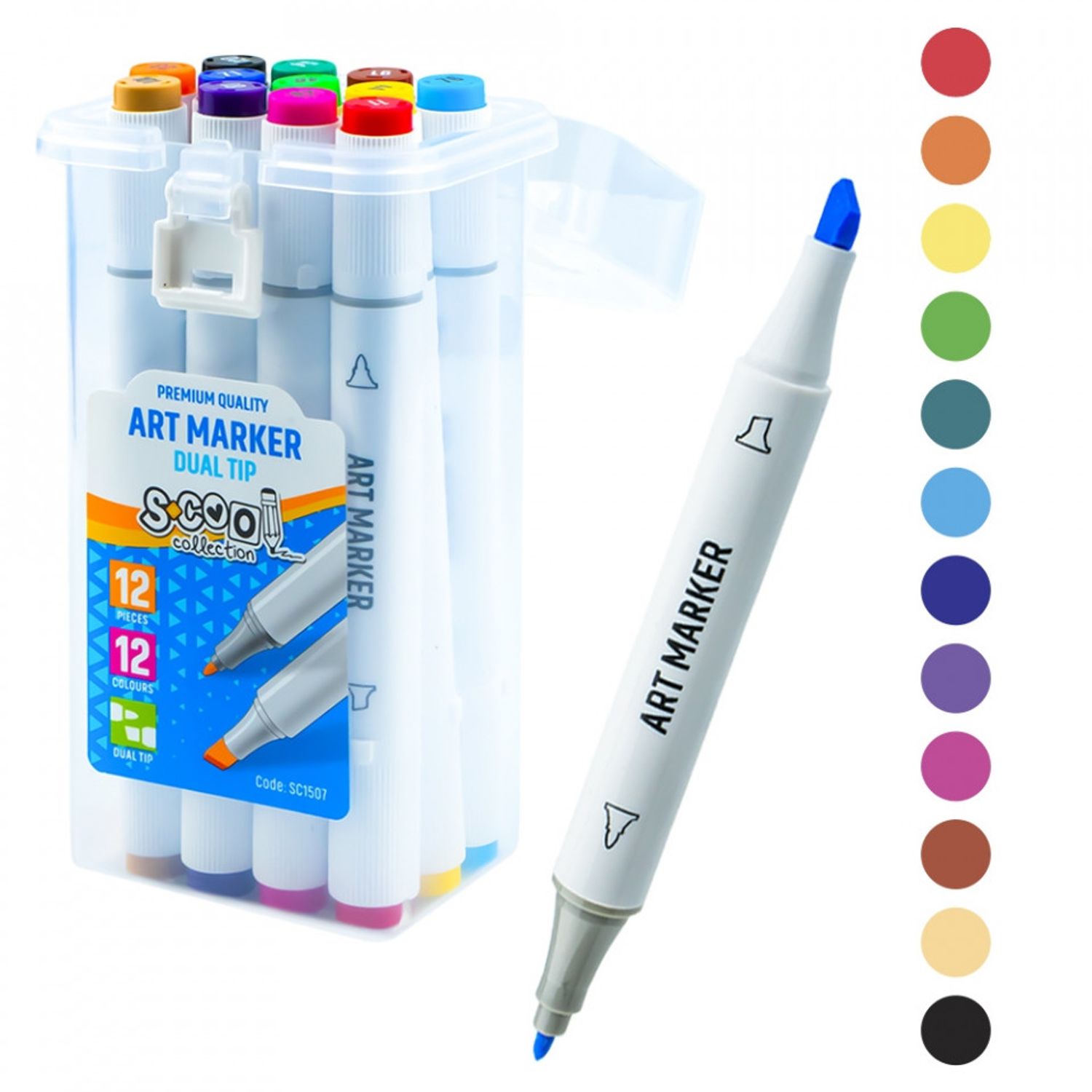 Markere cu 2 capete, 6mm-3mm, 12 cul/set - S-COOL fotografia produsului View 3 L