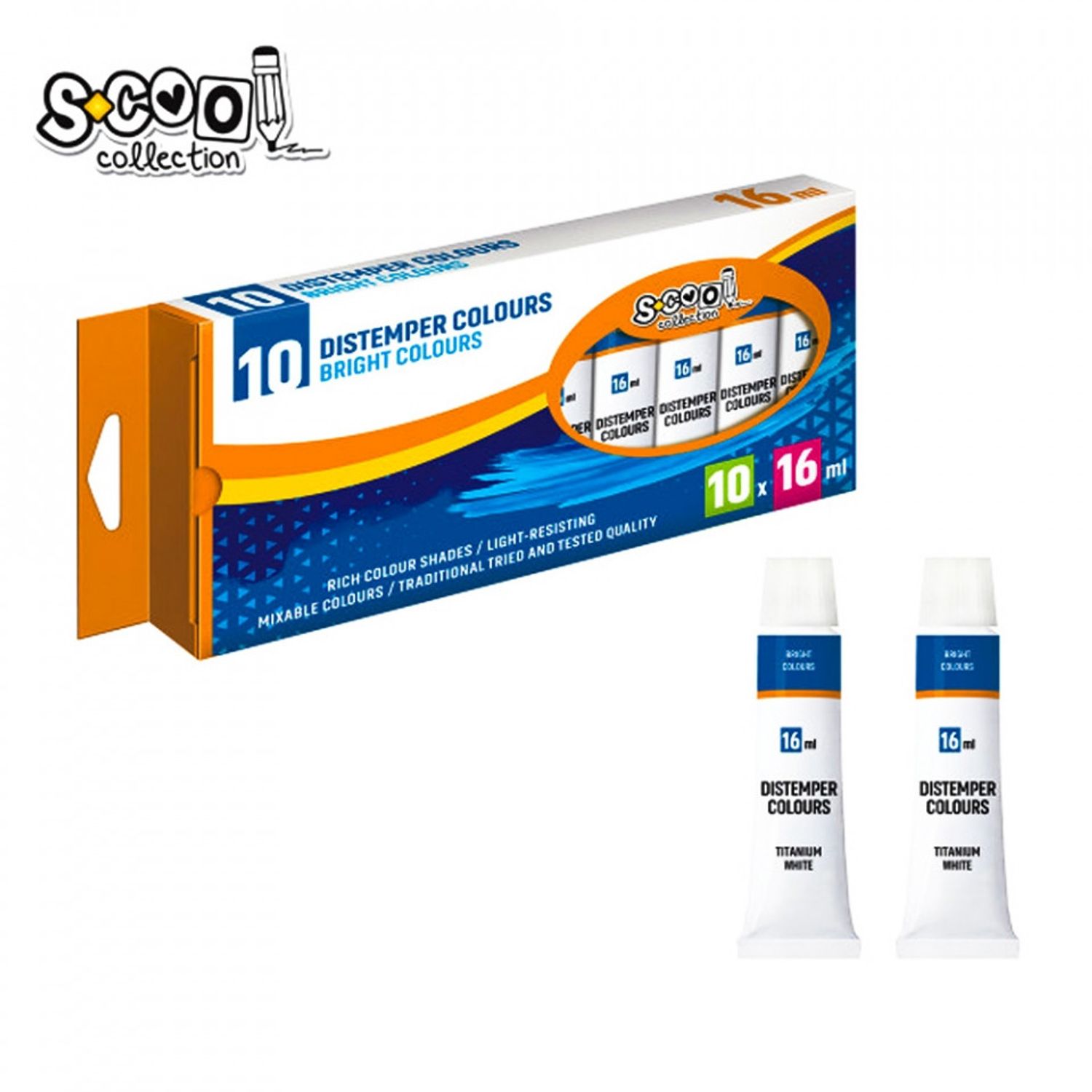 Tempera alb titan, 16 ml, 10 buc/set - S-COOL fotografia produsului