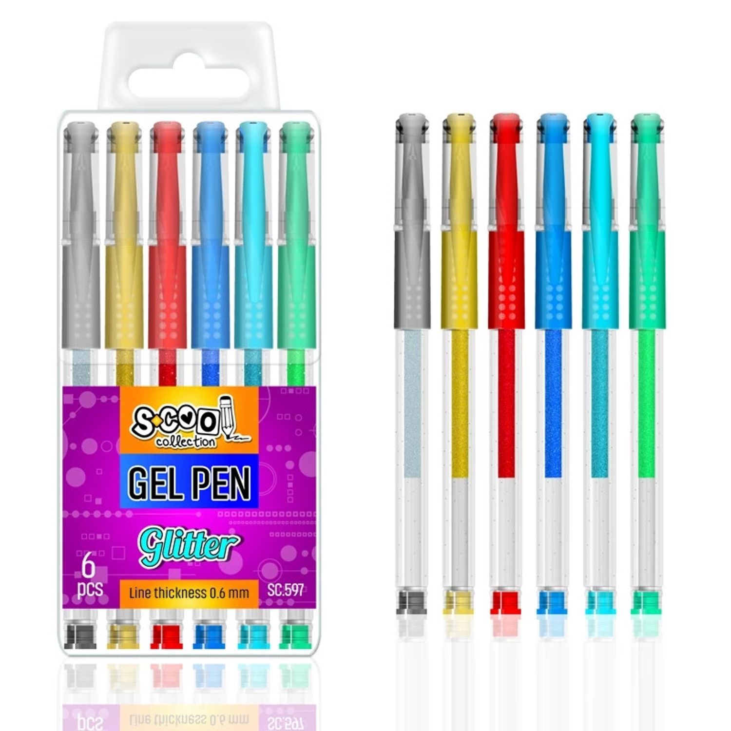 Pix cu gel, sclipici, 6 buc/cutie - S-COOL fotografia produsului View 2 L