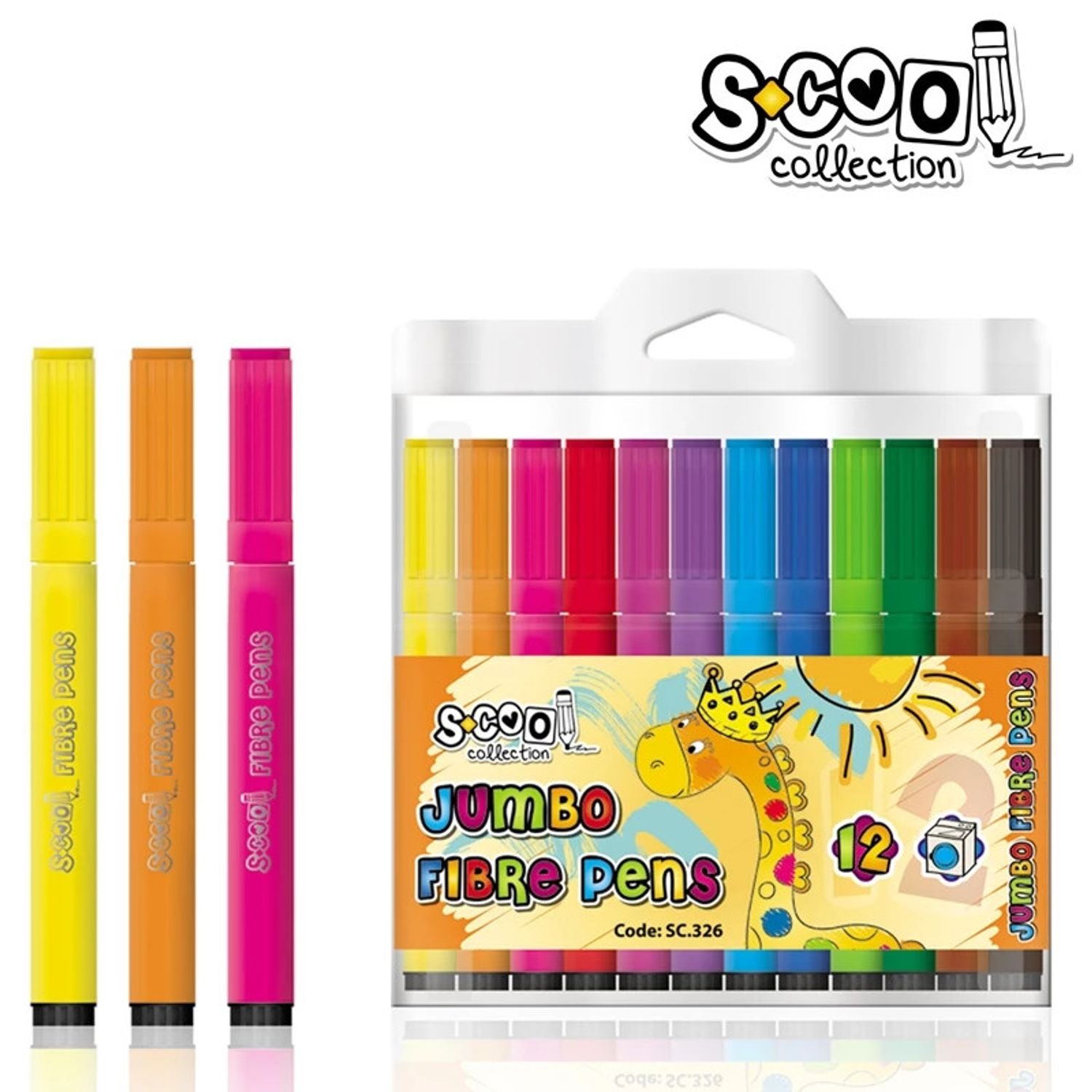 Carioca jumbo, 12 culori/cutie PVC - S-COOL fotografia produsului View 2 L