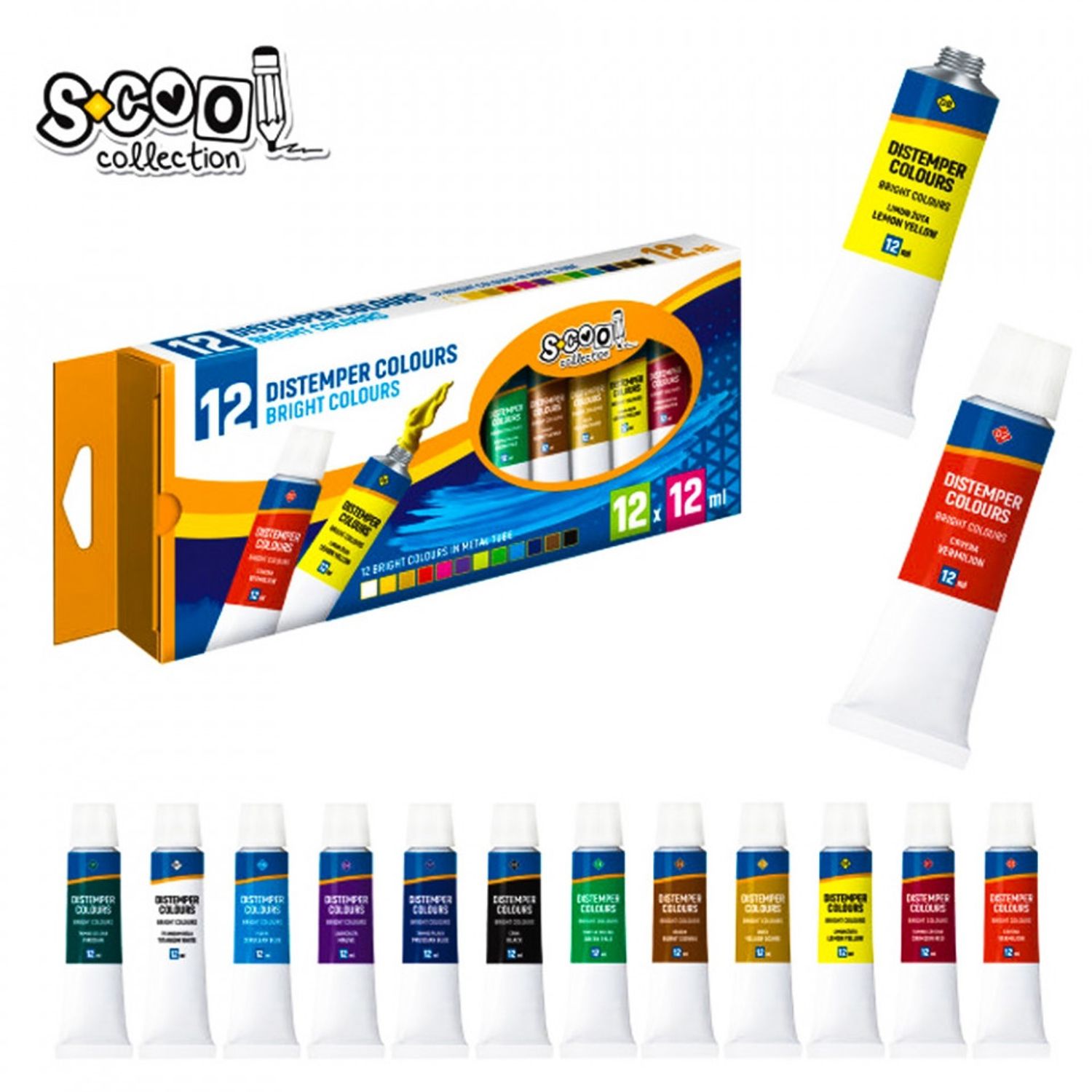 Tempera, 12 ml, 12 culori/set - S-COOL fotografia produsului