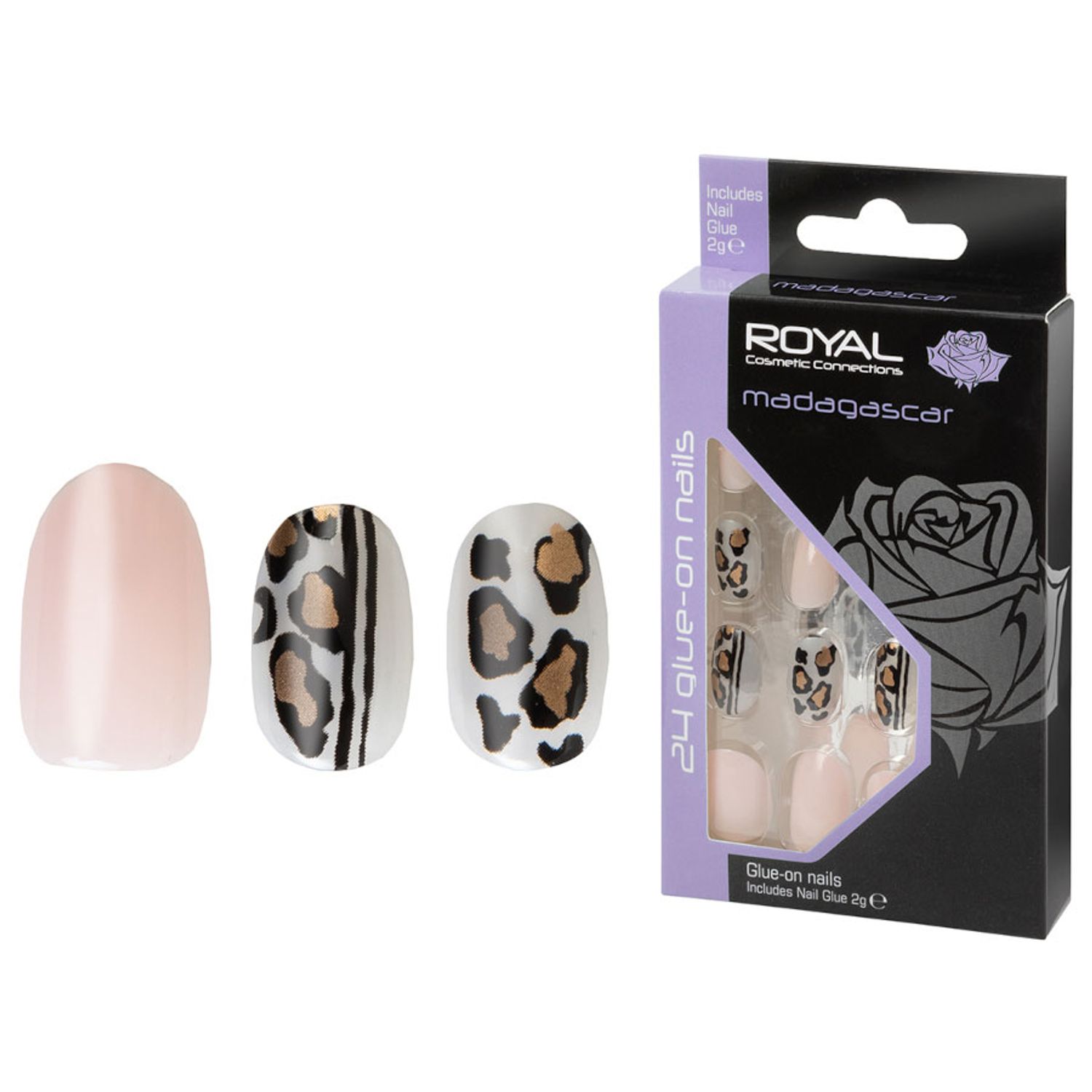 Set 24 Unghii False ROYAL Glue-On Nail Tips, Madagascar, Adeziv Inclus fotografia produsului
