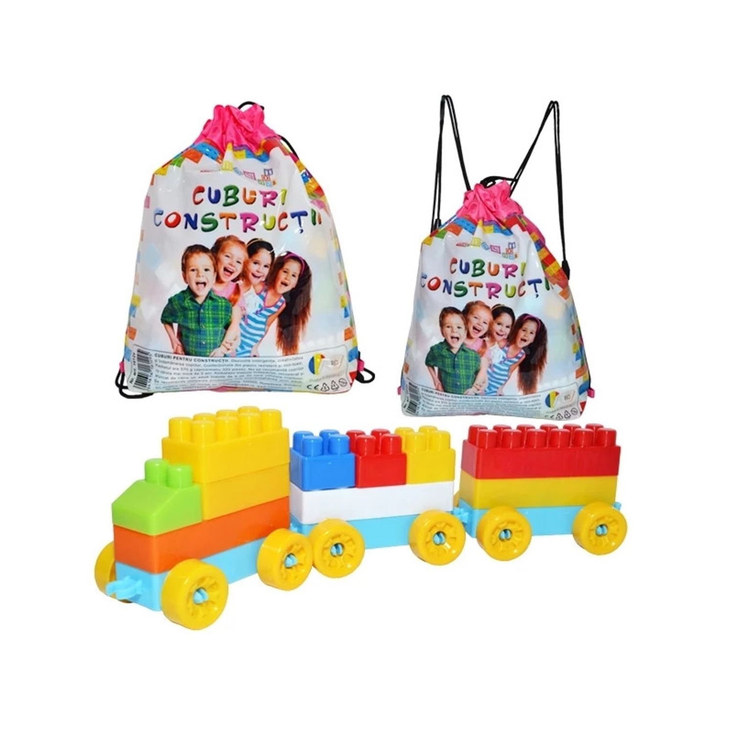 Cuburi constructii in rucsac, 320 piese/570g - robentoys fotografia produsului