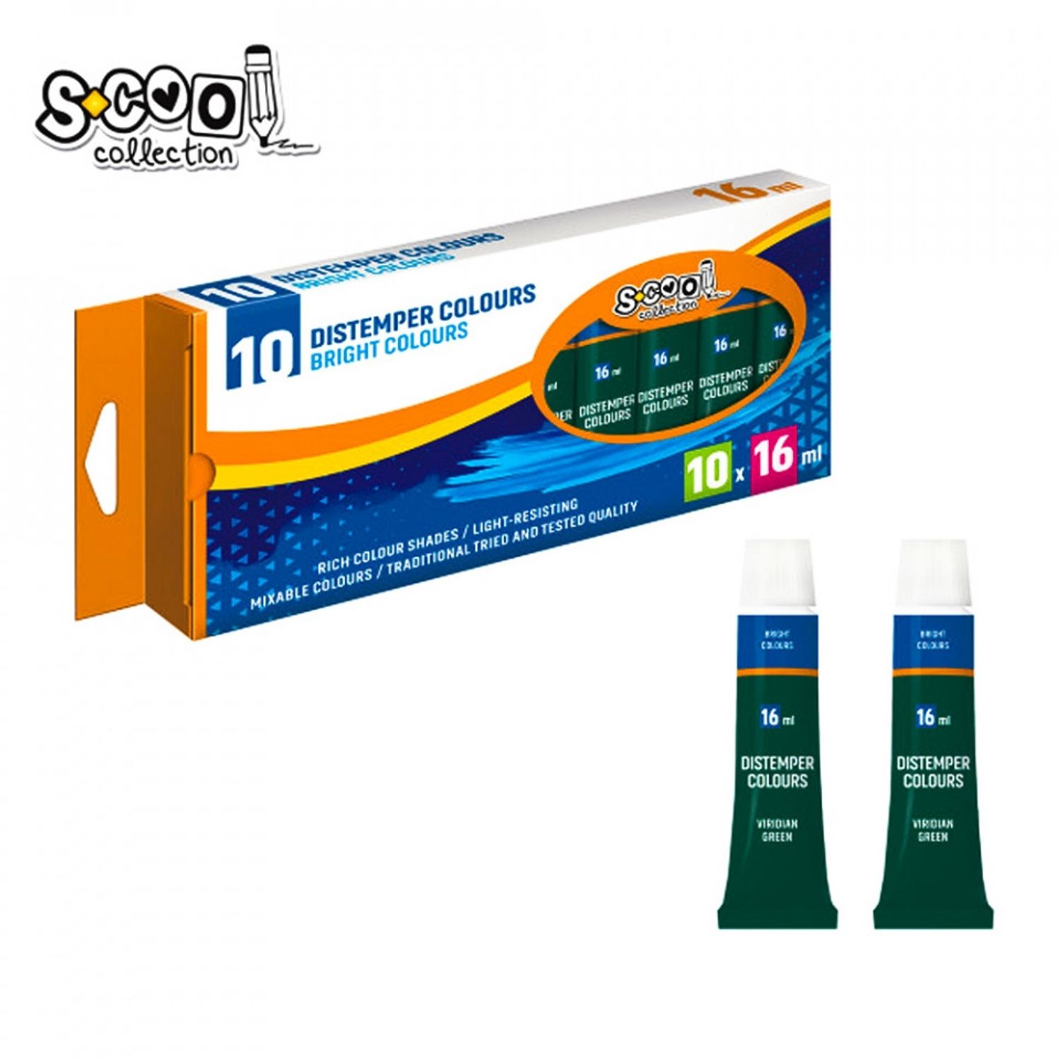 Tempera verde inchis, 16ml, 10 culori/set - S-COOL fotografia produsului
