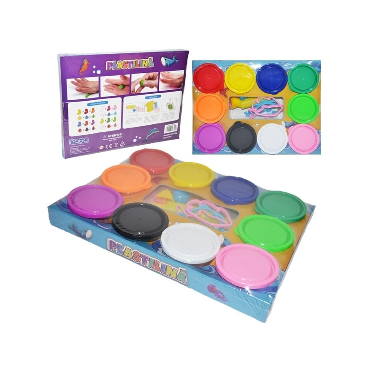 Plastilina modelaj, 10 culori, 60 g - NEBO fotografia produsului