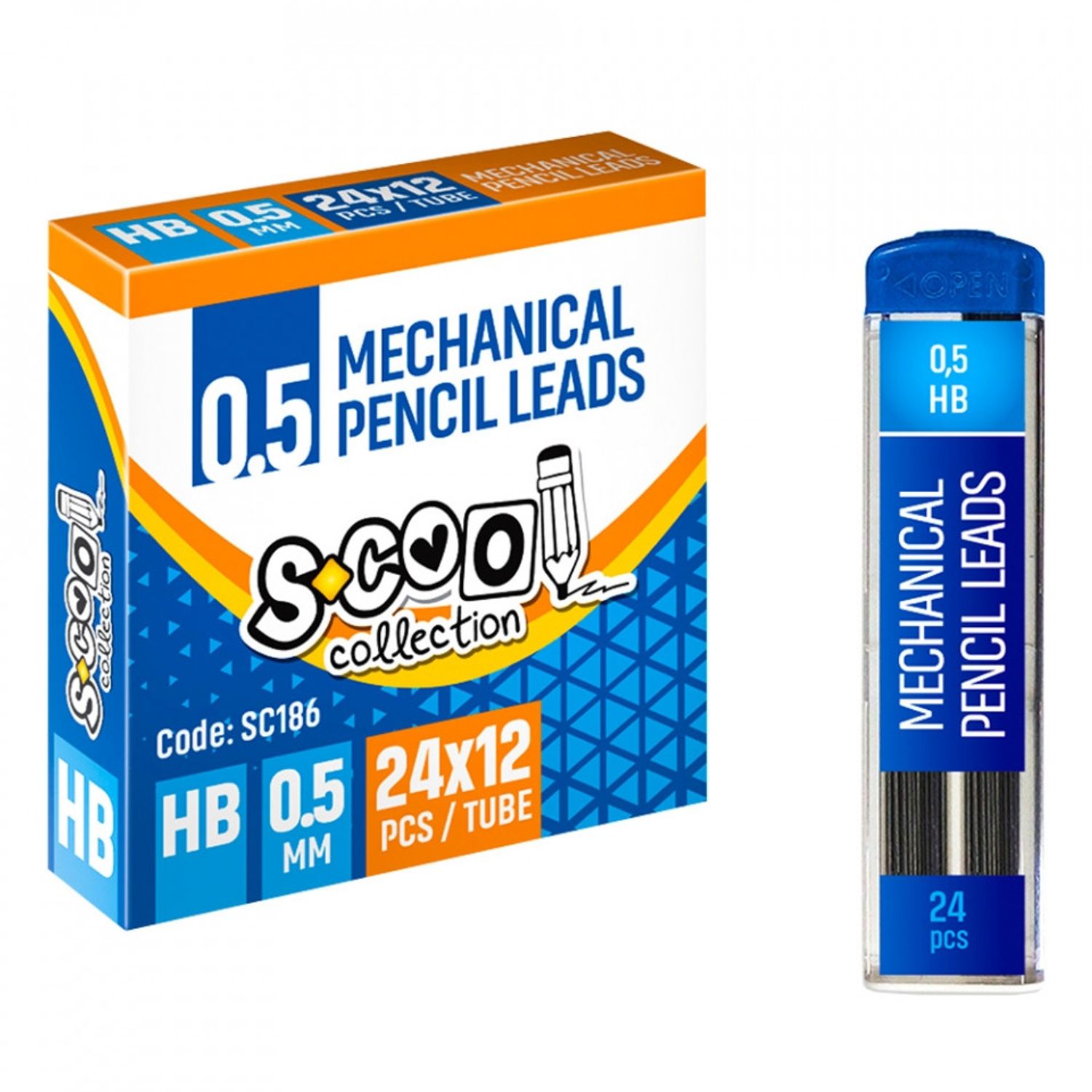 Mine creion mecanic 0,5mm, HB, 24 buc/set - S-COOL fotografia produsului