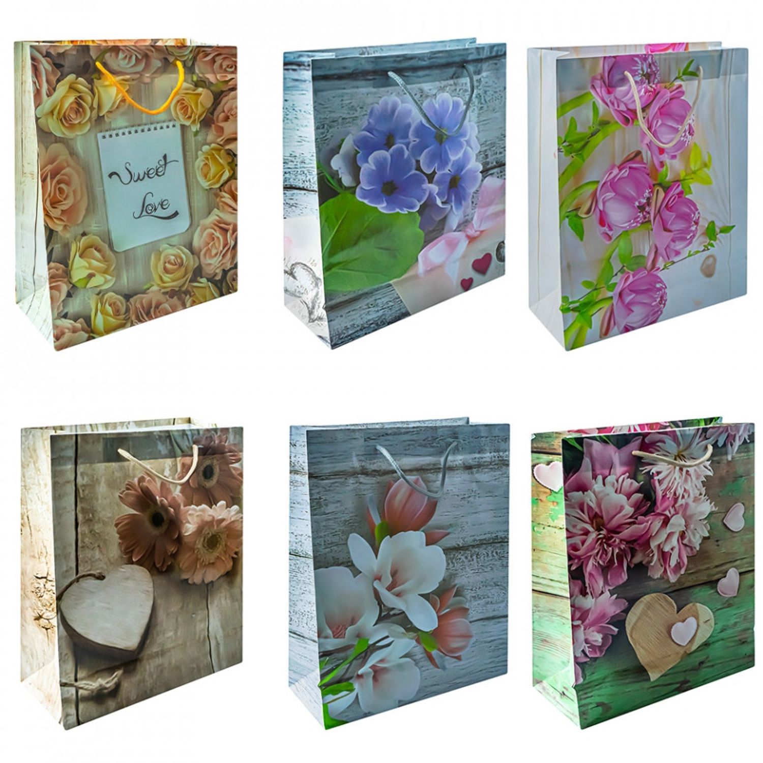 Punga cadou cu flori, 26x32x10 cm fotografia produsului