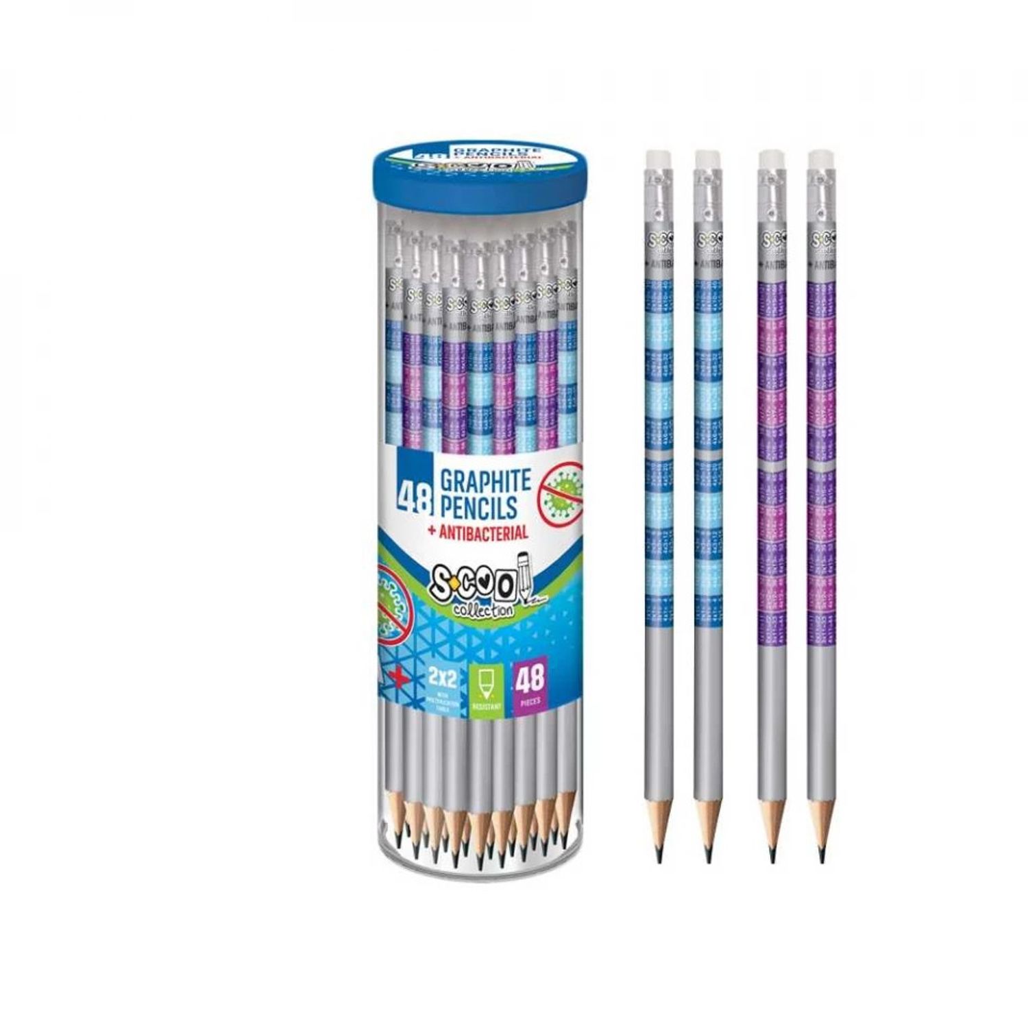 Creion grafit antibacterial, HB, tabla inmultirii - S-COOL fotografia produsului View 2 L
