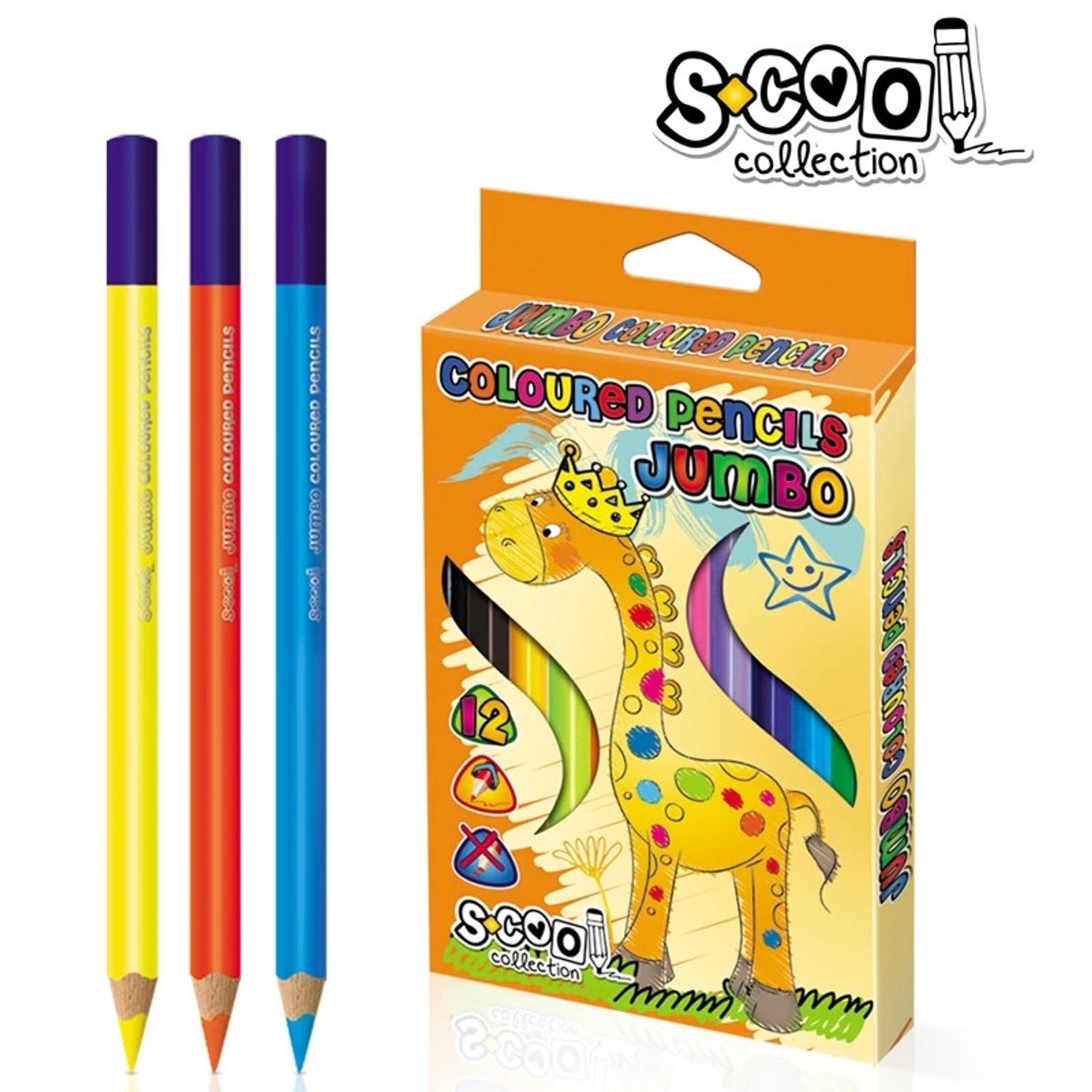Creioane color, jumbo, 12 culori/set - S-COOL fotografia produsului
