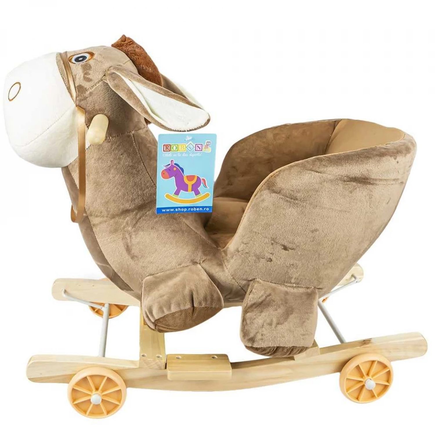 Balansoar pentru bebelusi, Magarus, lemn + plus, cu rotile, 60 cm fotografia produsului View 2 L